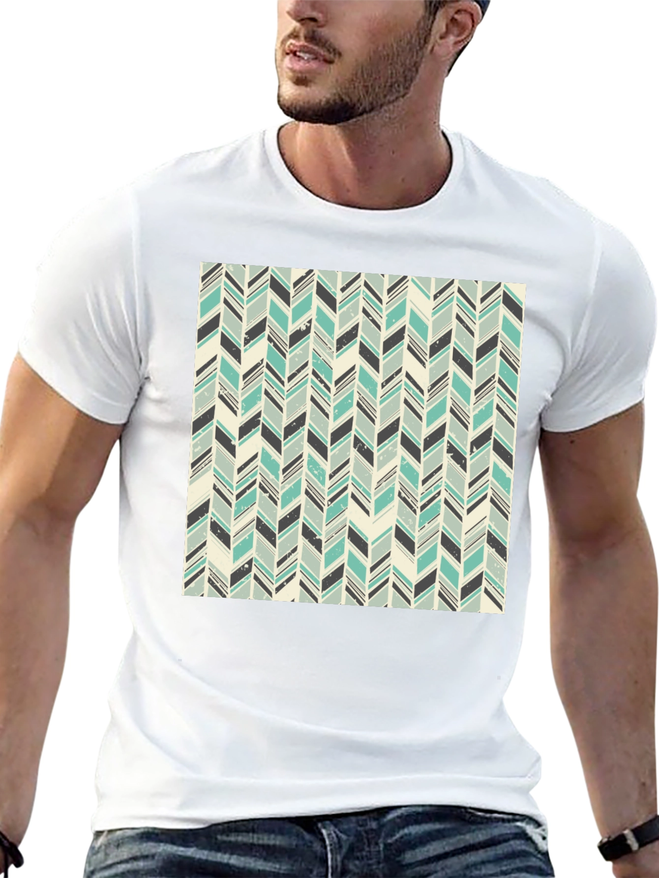 Herringbone Pattern T-Shirt - Stylish Casual Tee