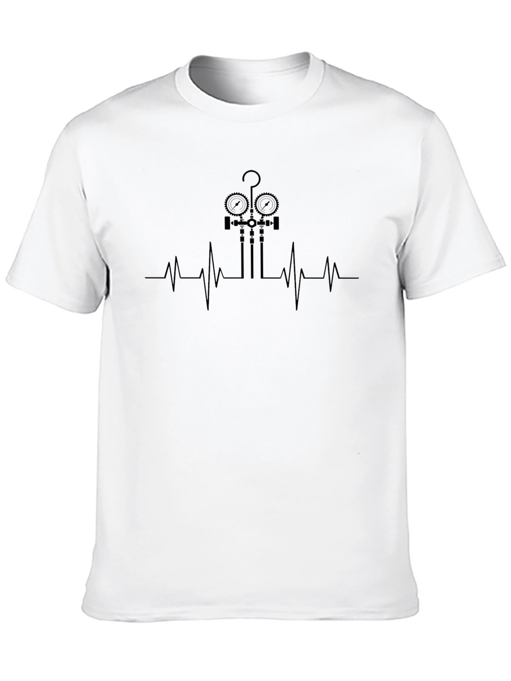 HVAC Technician Heartbeat T-Shirt - Black