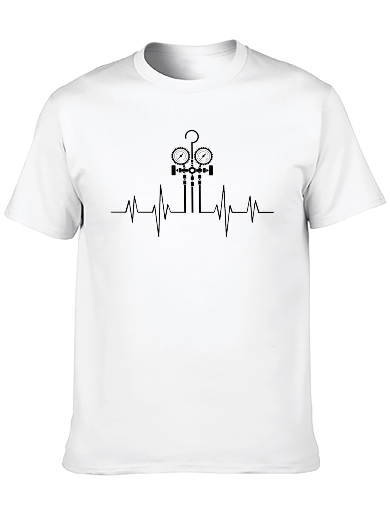 HVAC Technician Heartbeat T-Shirt - Black