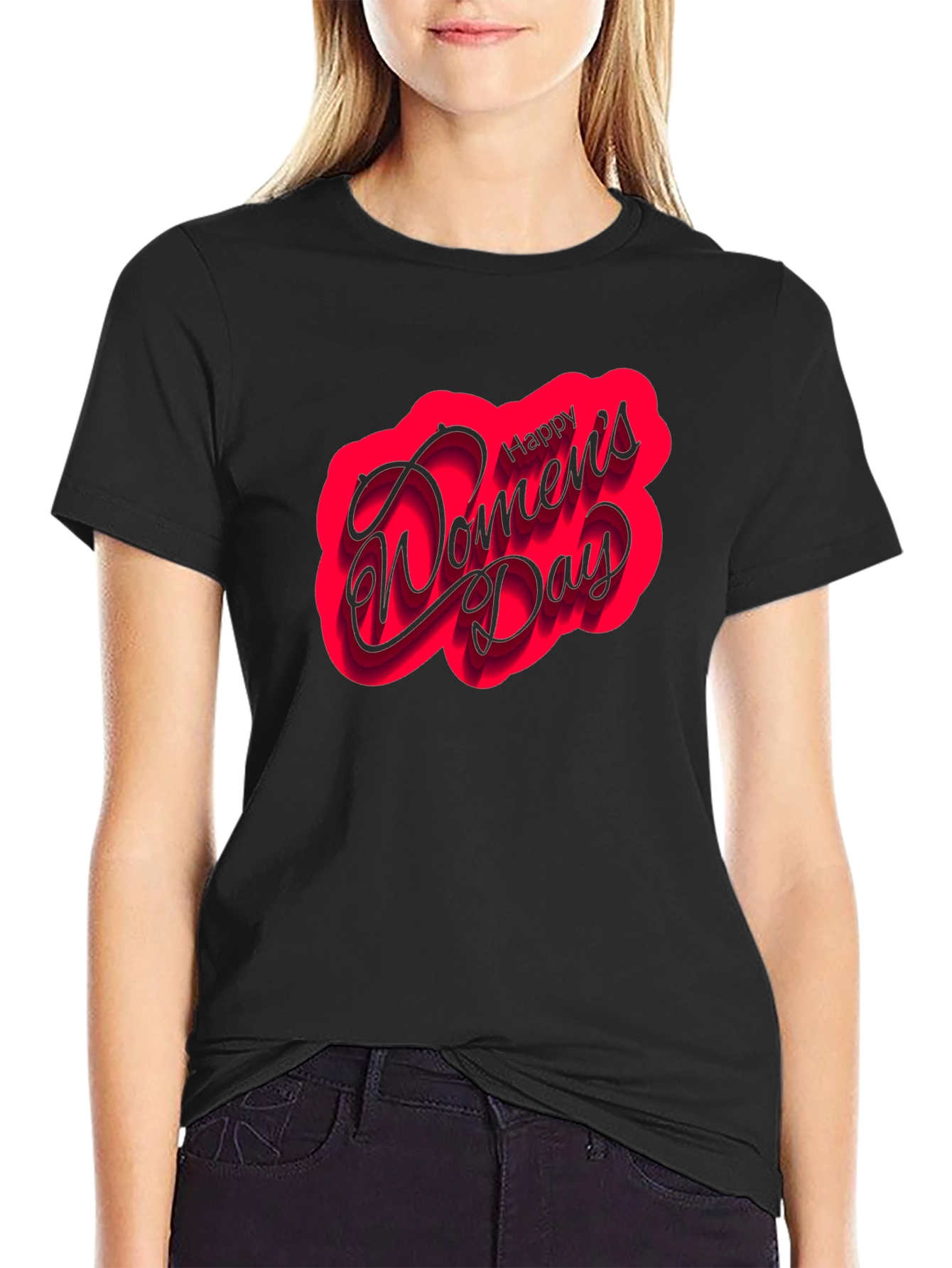 Happy Womens Day Black T-Shirt