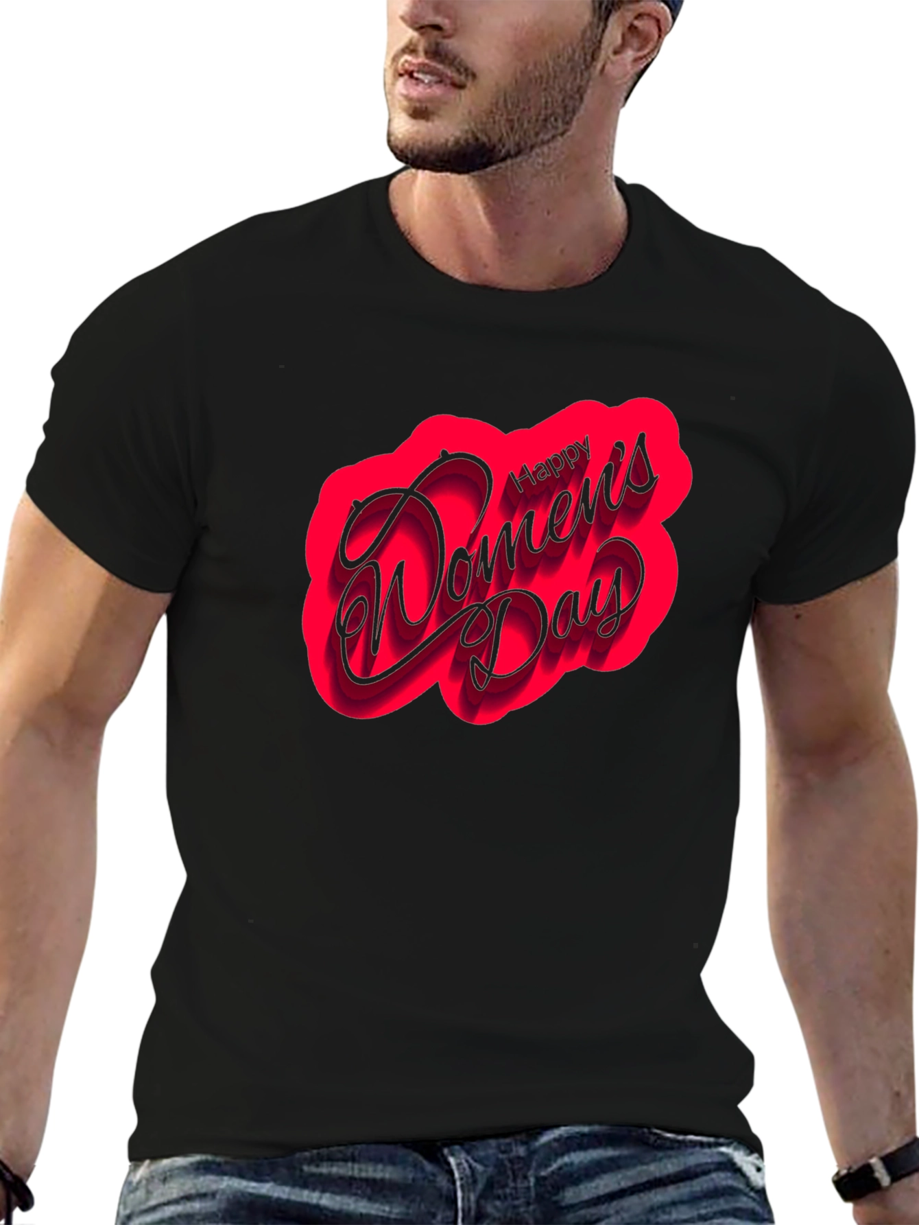 Happy Womens Day Black T-Shirt