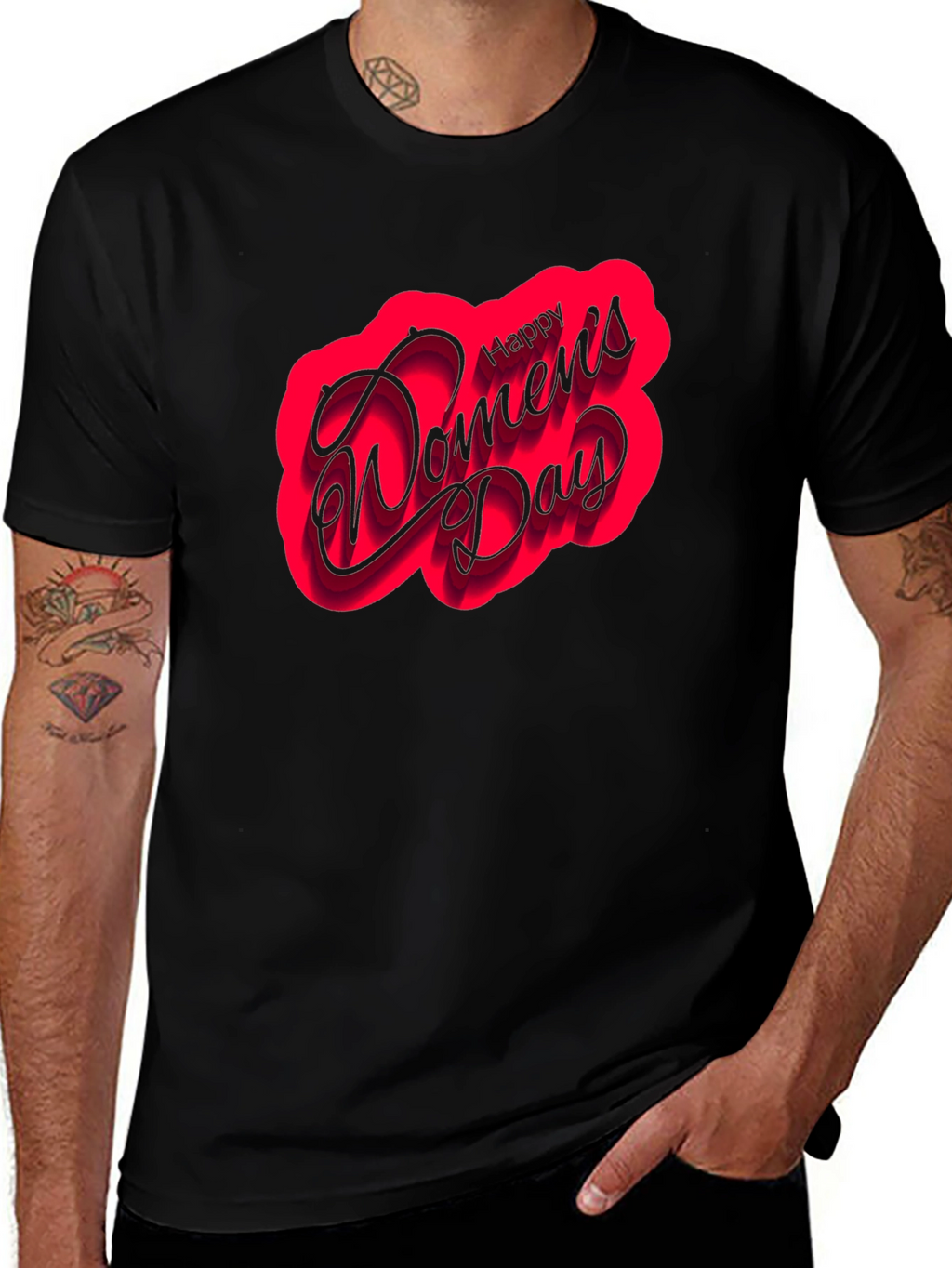 Happy Womens Day Black T-Shirt