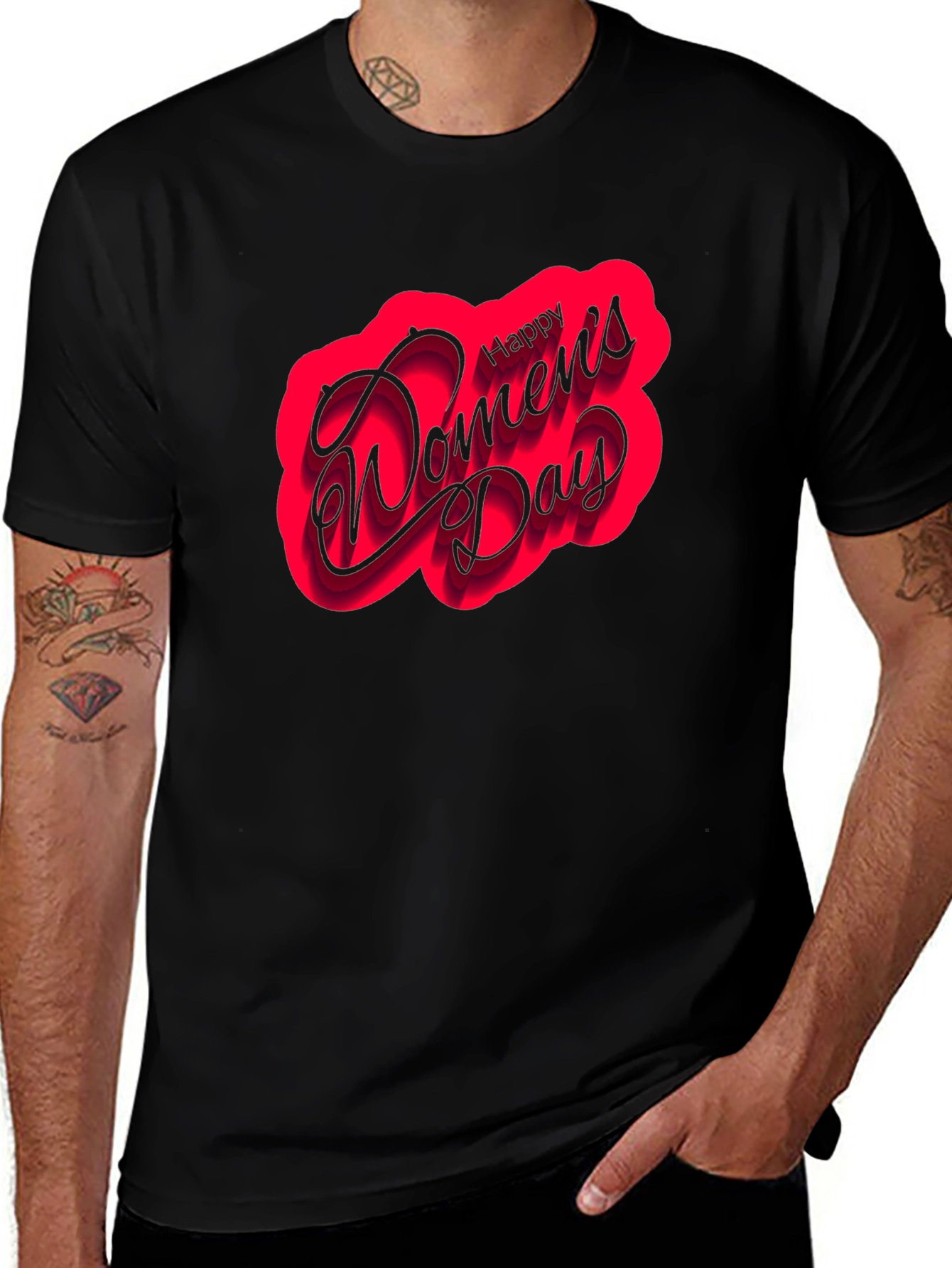 Happy Womens Day Black T-Shirt