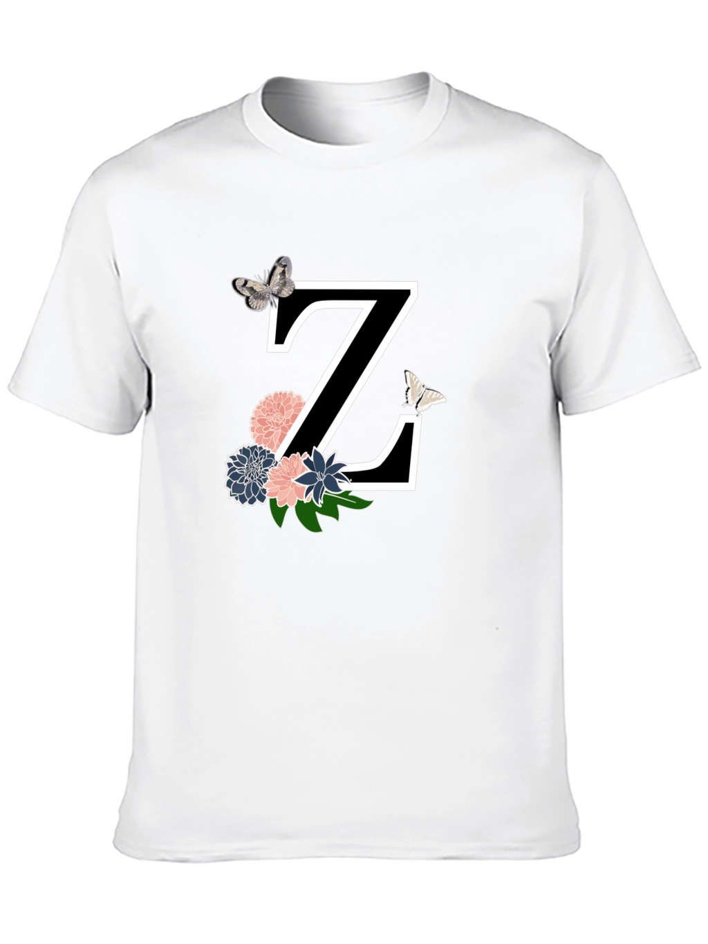 Floral Letter Z Black T-Shirt