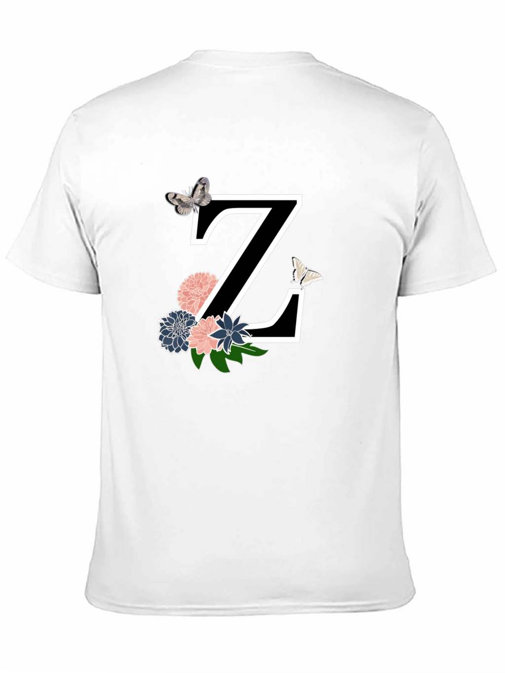 Floral Letter Z Black T-Shirt