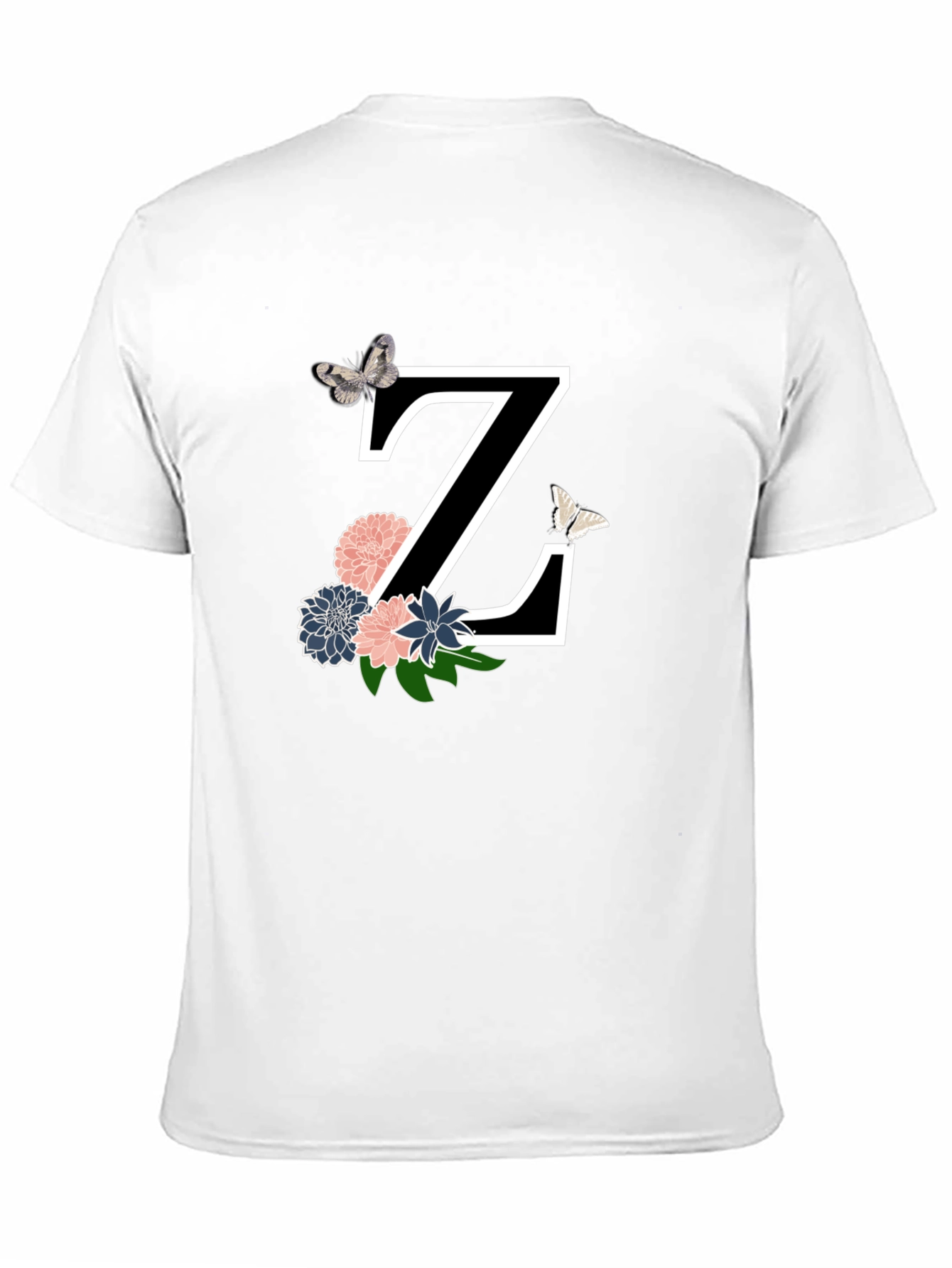 Floral Letter Z Black T-Shirt
