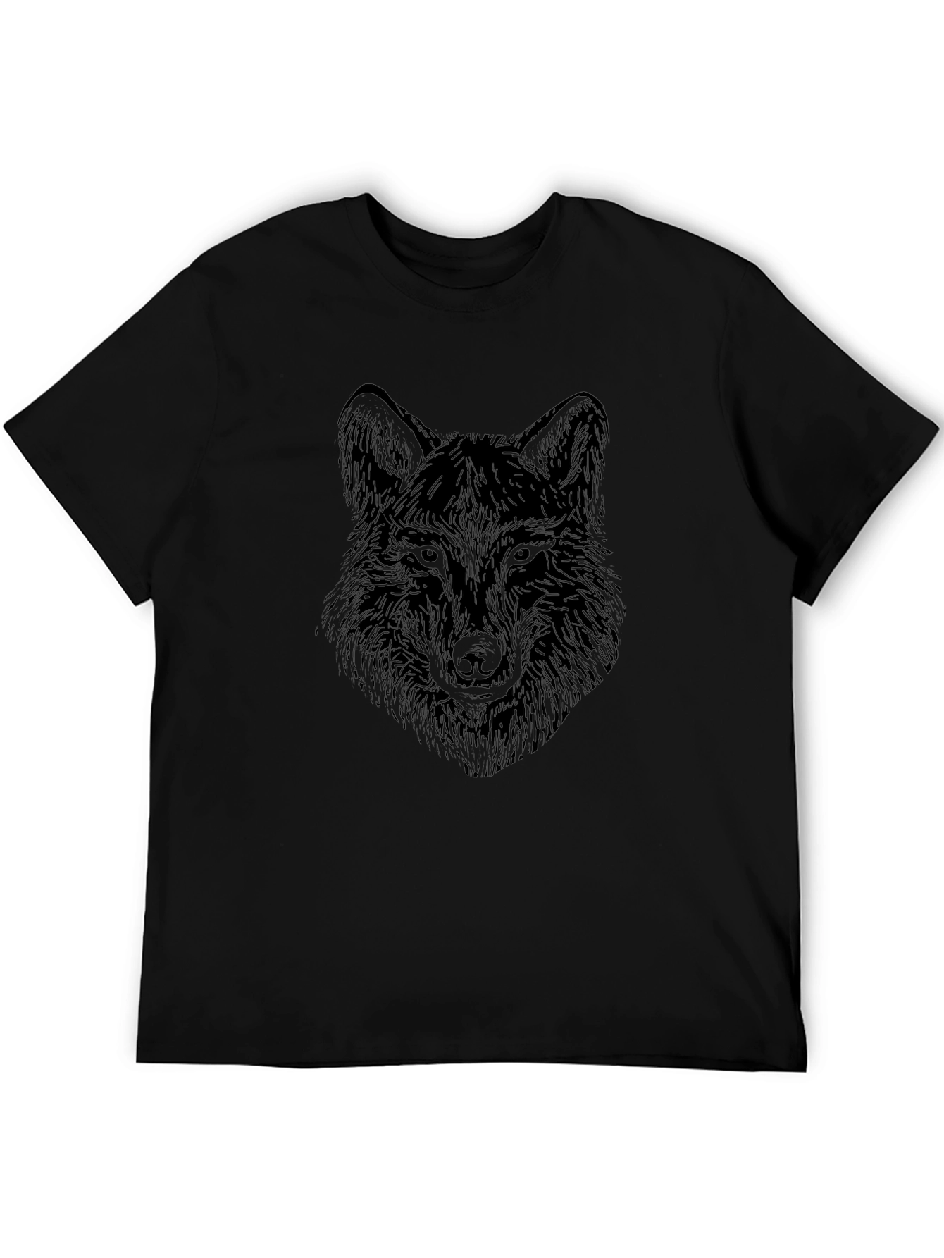 Black Wolf Graphic Tee - Mens Short Sleeve T-Shirt