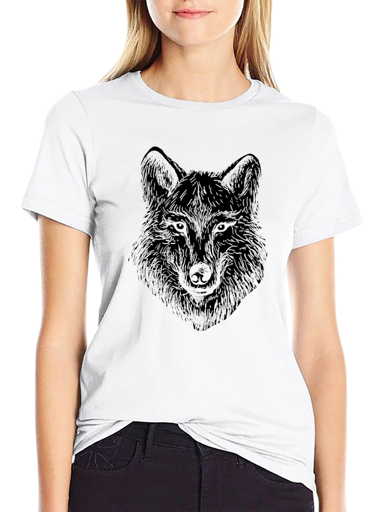 Black Wolf Graphic Tee - Mens Short Sleeve T-Shirt