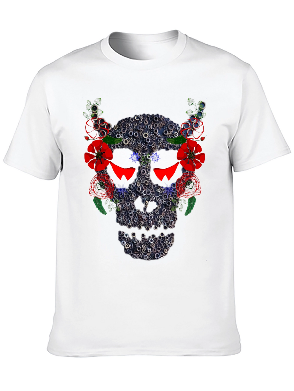 Skull Floral Ring T-Shirt - Mens Black Tee