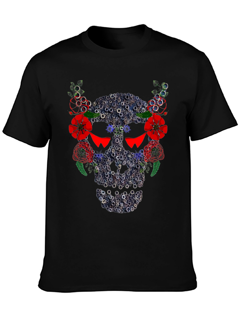 Skull Floral Ring T-Shirt - Mens Black Tee