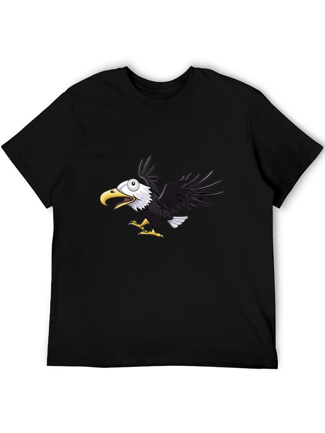 Mens Black Eagle Graphic Tee - Fun Cartoon Design