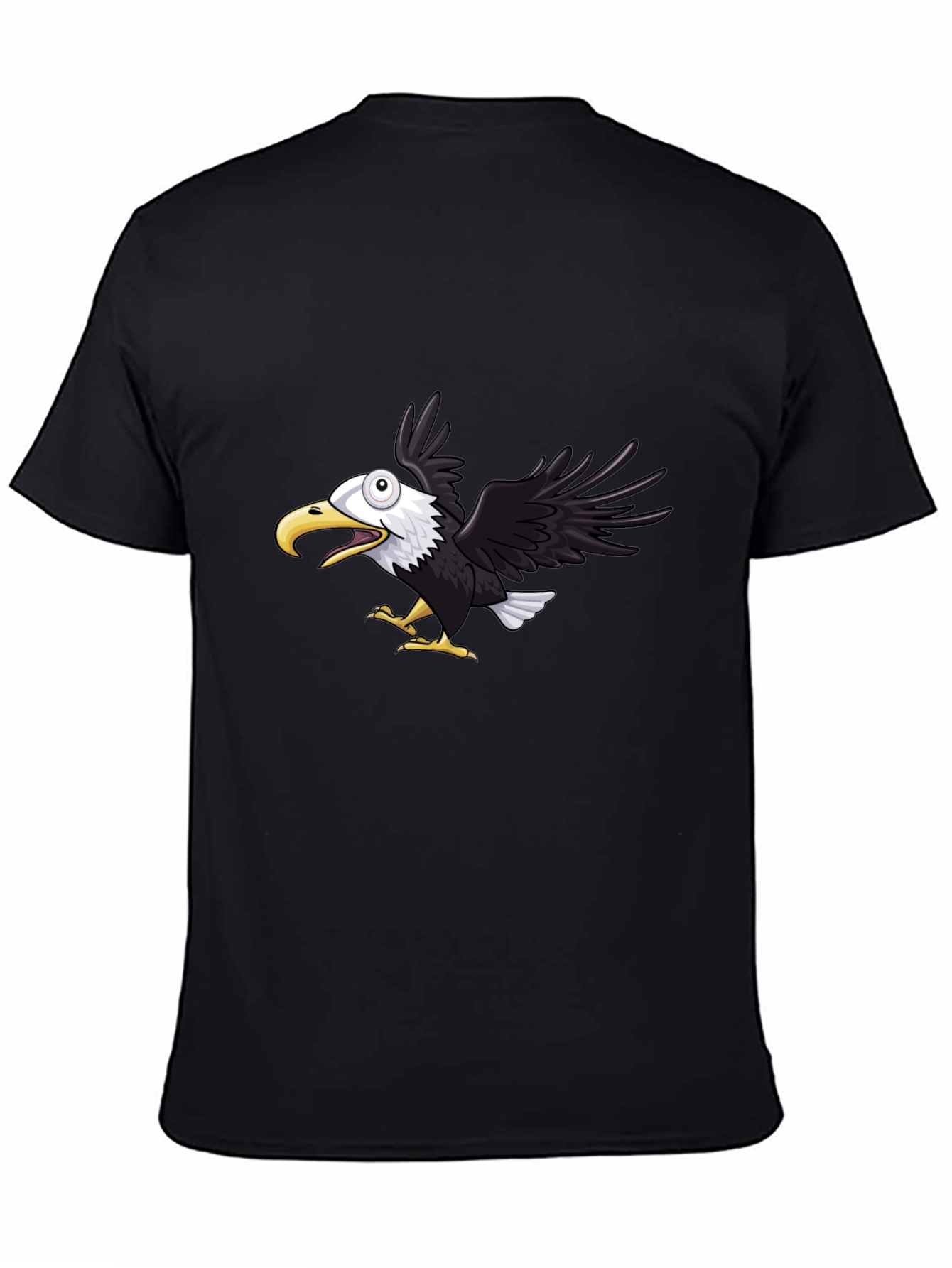 Mens Black Eagle Graphic Tee - Fun Cartoon Design