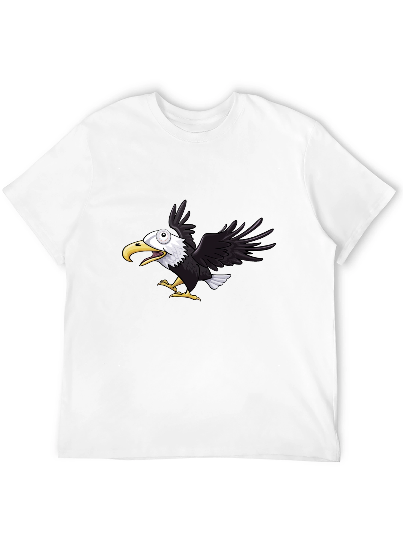 Mens Black Eagle Graphic Tee - Fun Cartoon Design