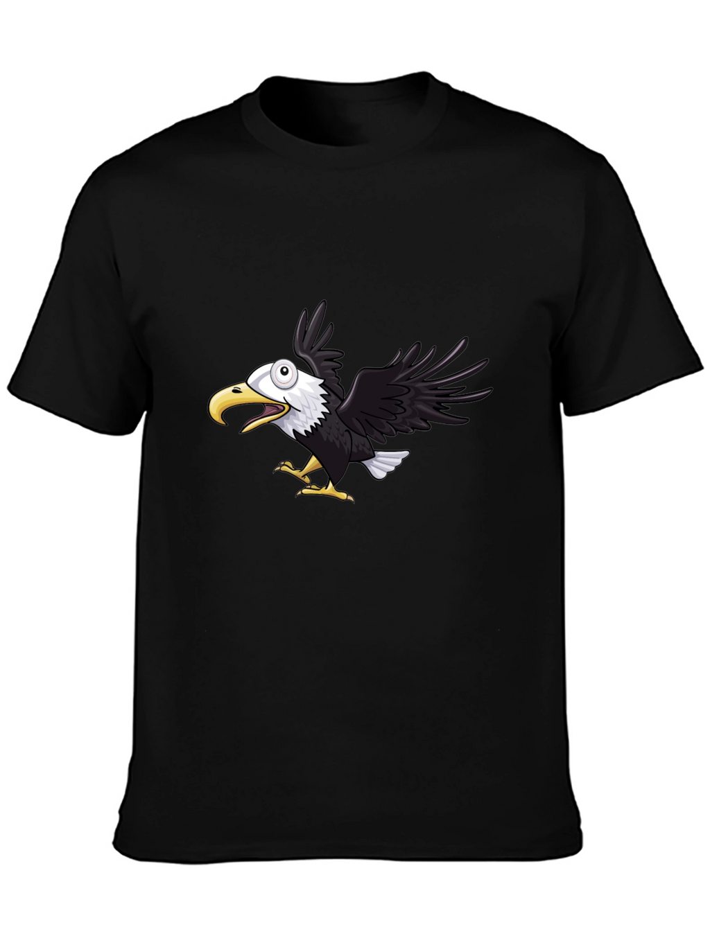 Mens Black Eagle Graphic Tee - Fun Cartoon Design