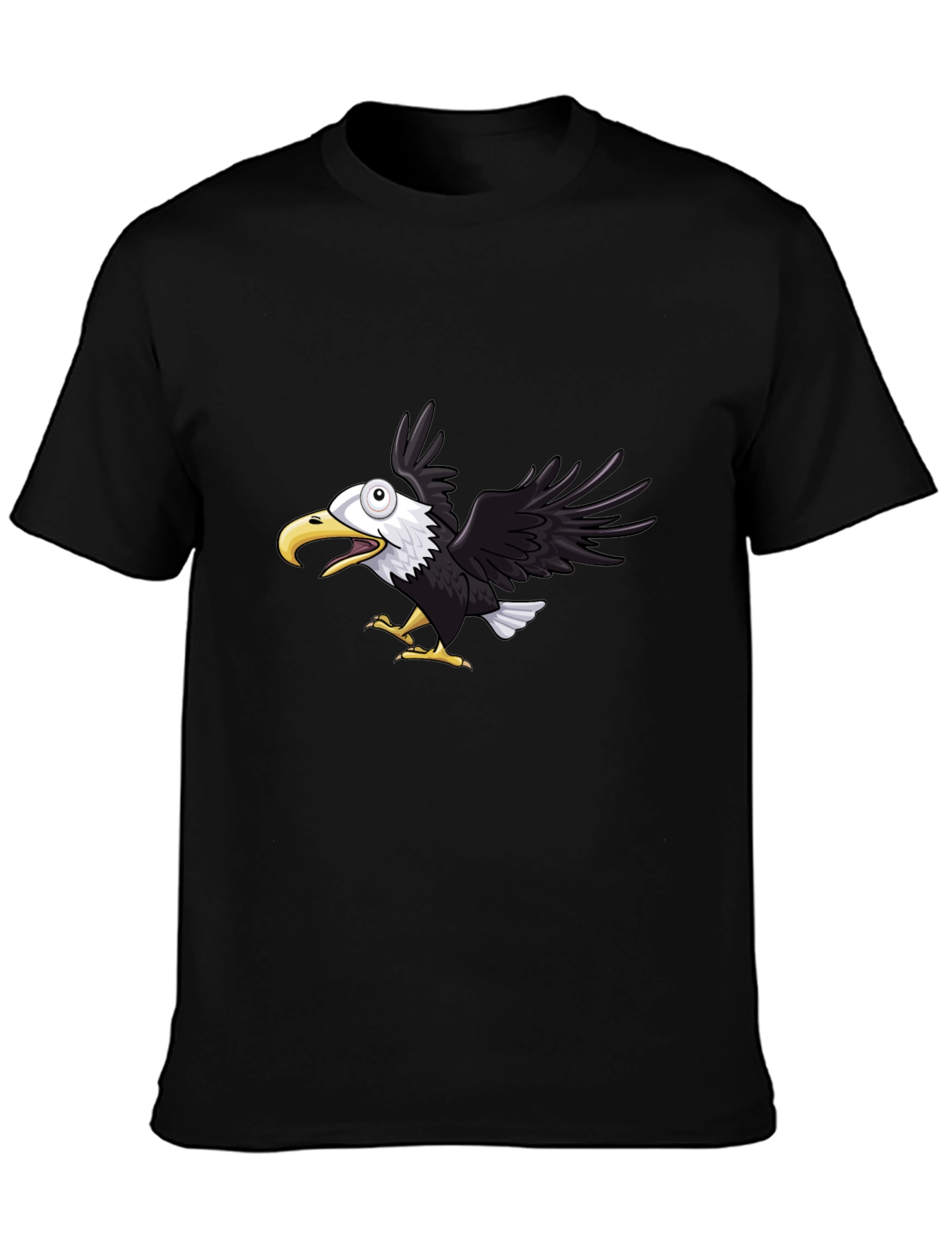 Mens Black Eagle Graphic Tee - Fun Cartoon Design