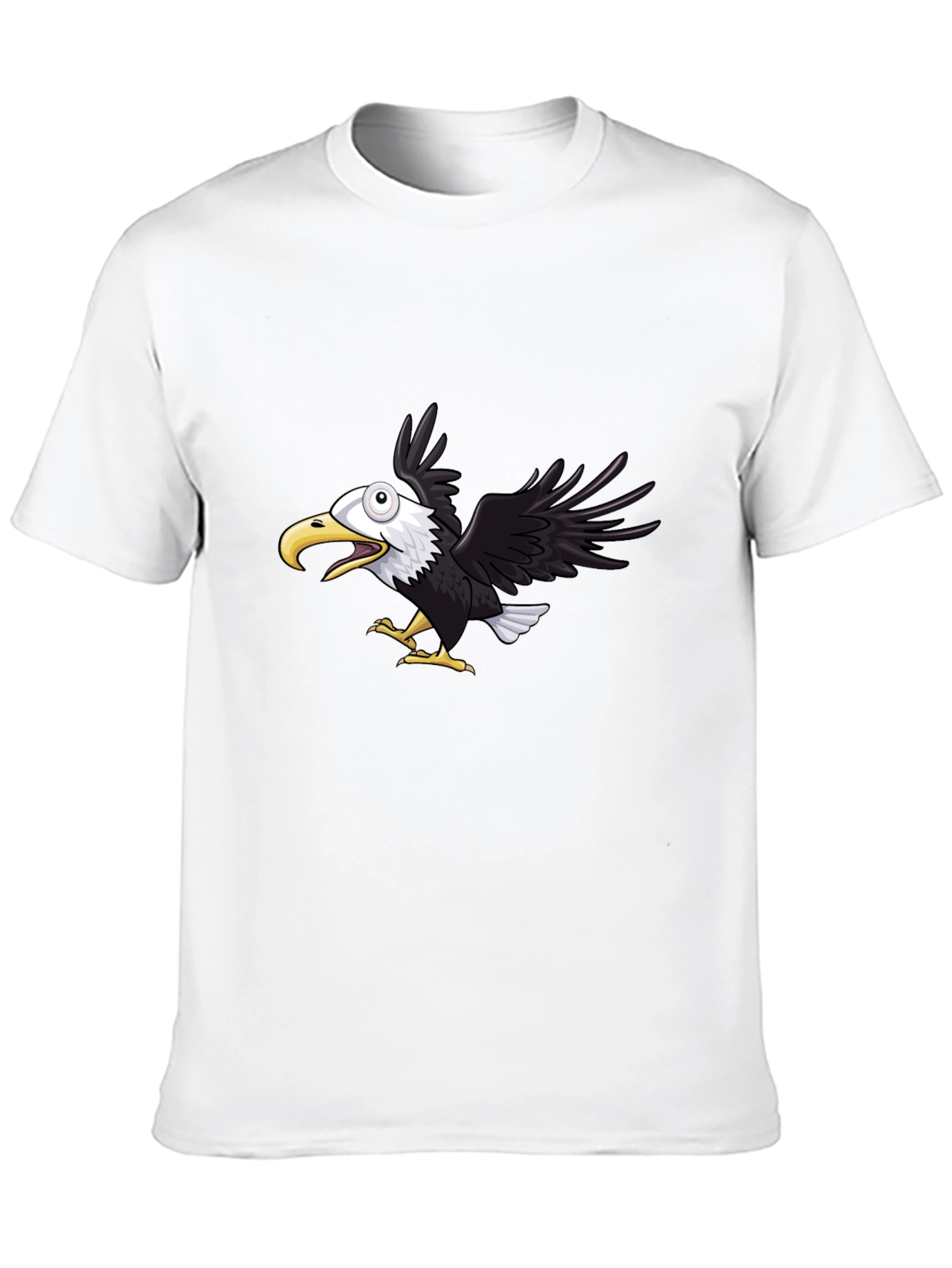 Mens Black Eagle Graphic Tee - Fun Cartoon Design