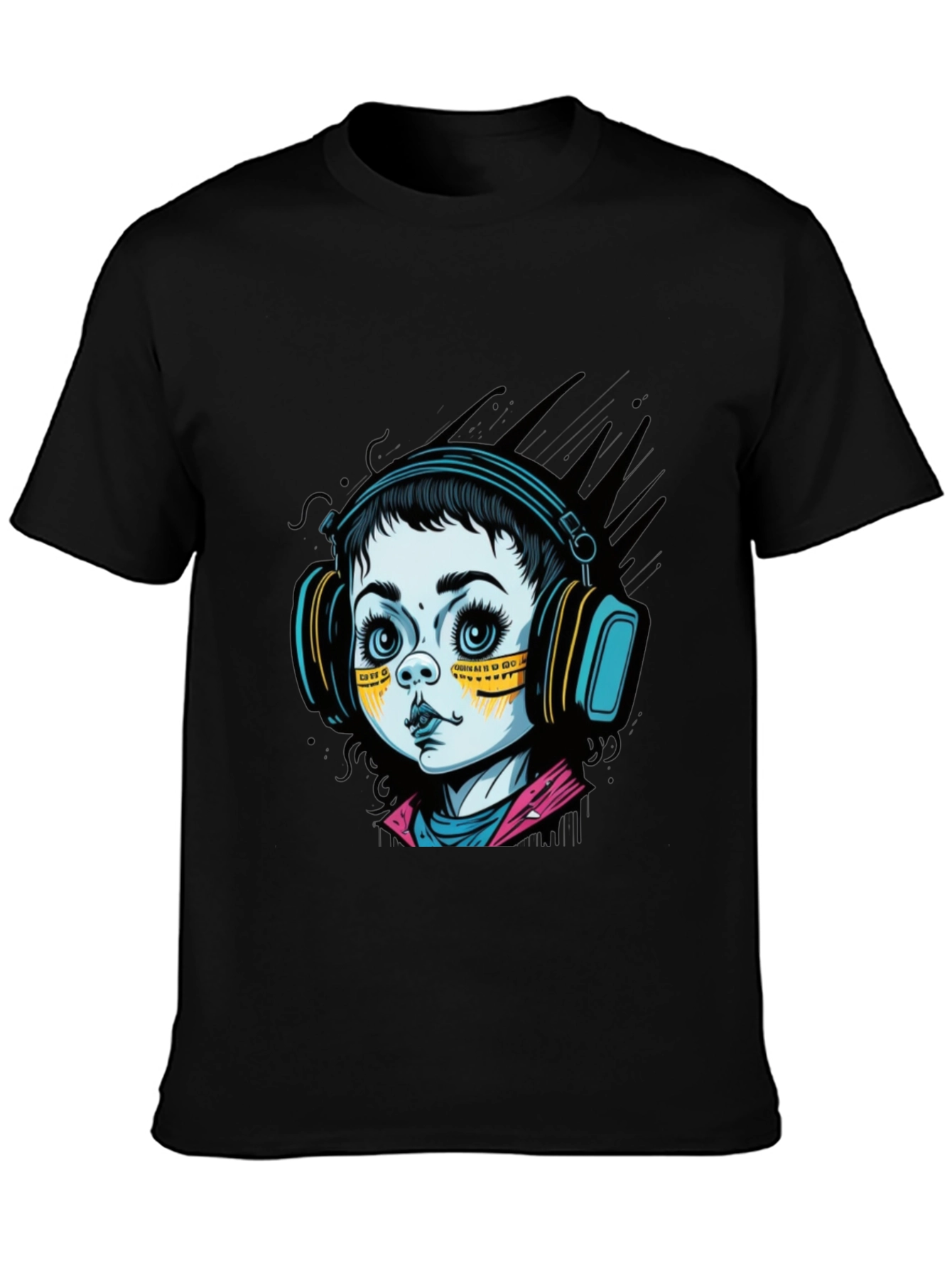 Graphic Tee: Retro Doll with Headphones