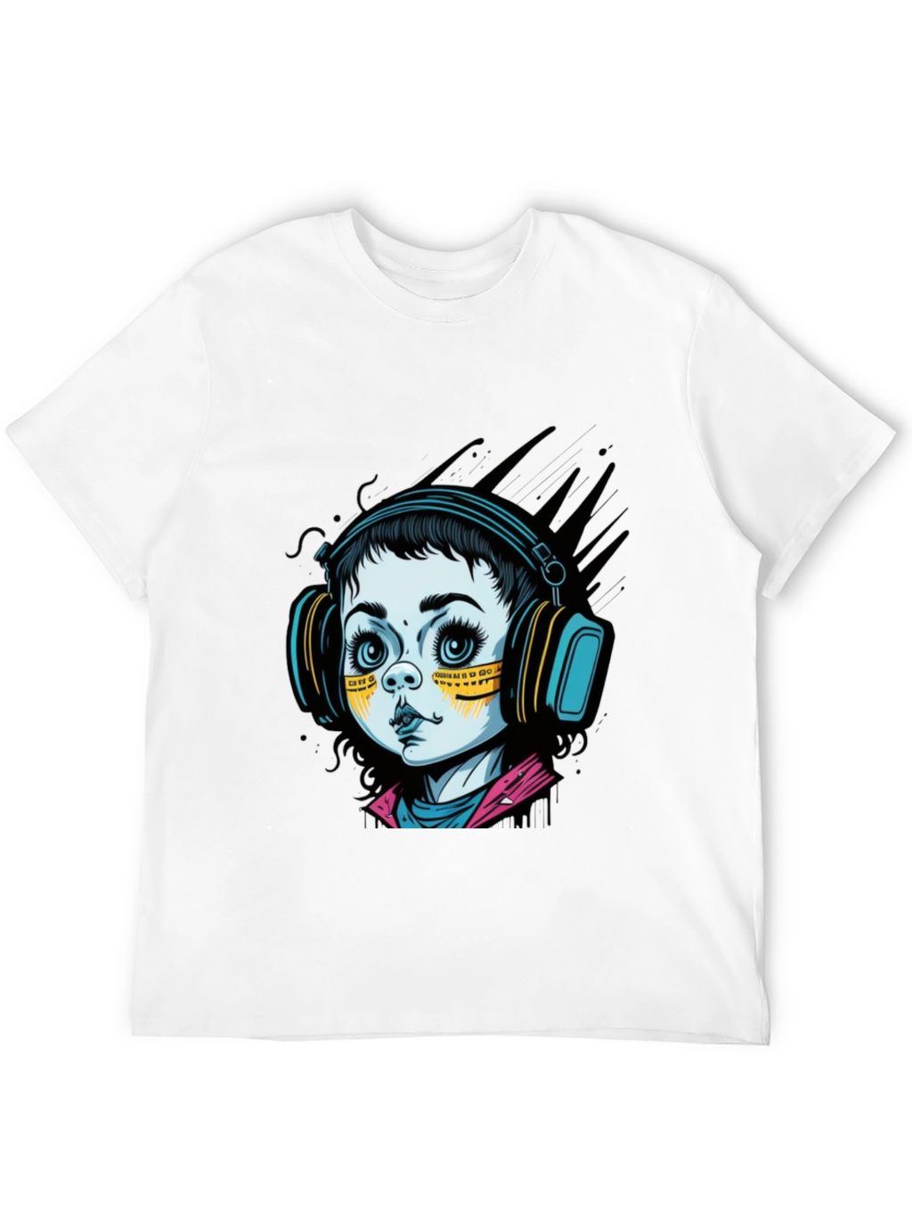 Graphic Tee: Retro Doll with Headphones