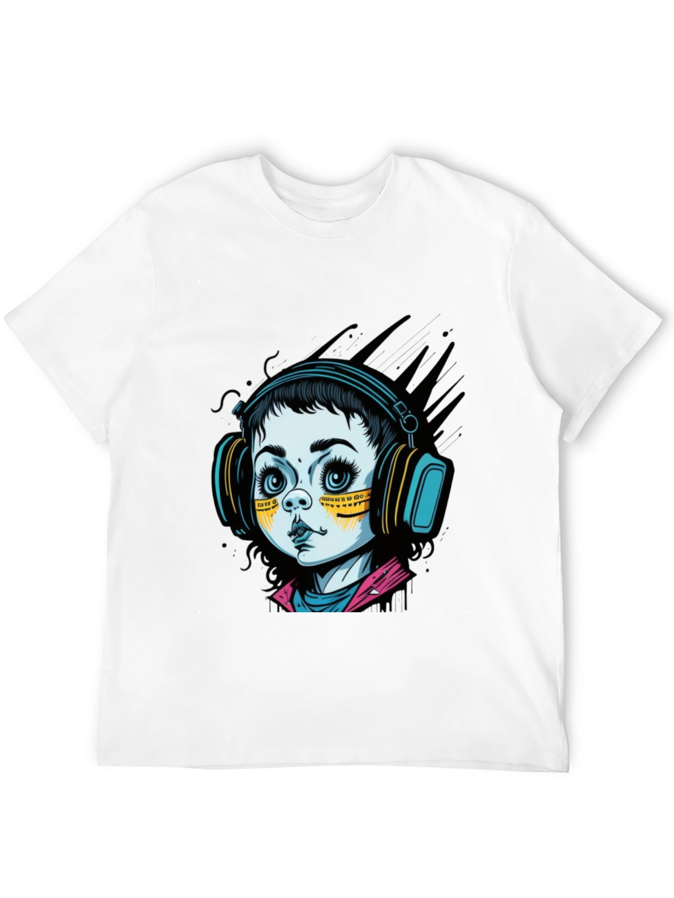 Graphic Tee: Retro Doll with Headphones