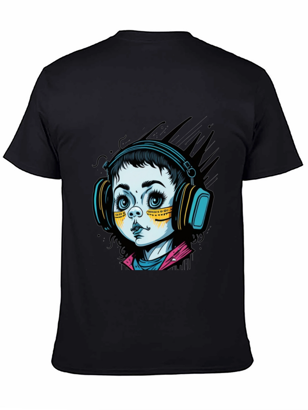 Graphic Tee: Retro Doll with Headphones