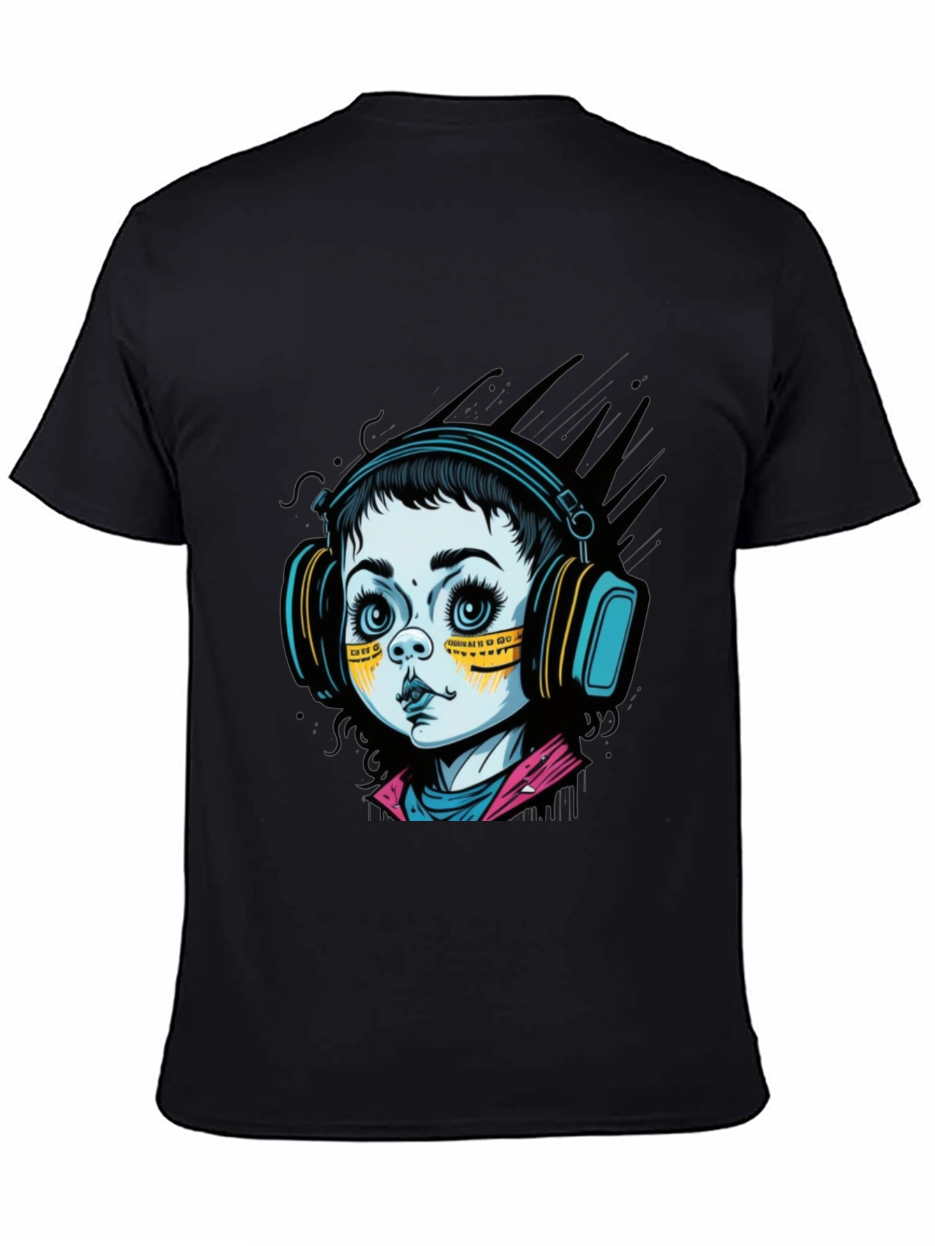 Graphic Tee: Retro Doll with Headphones