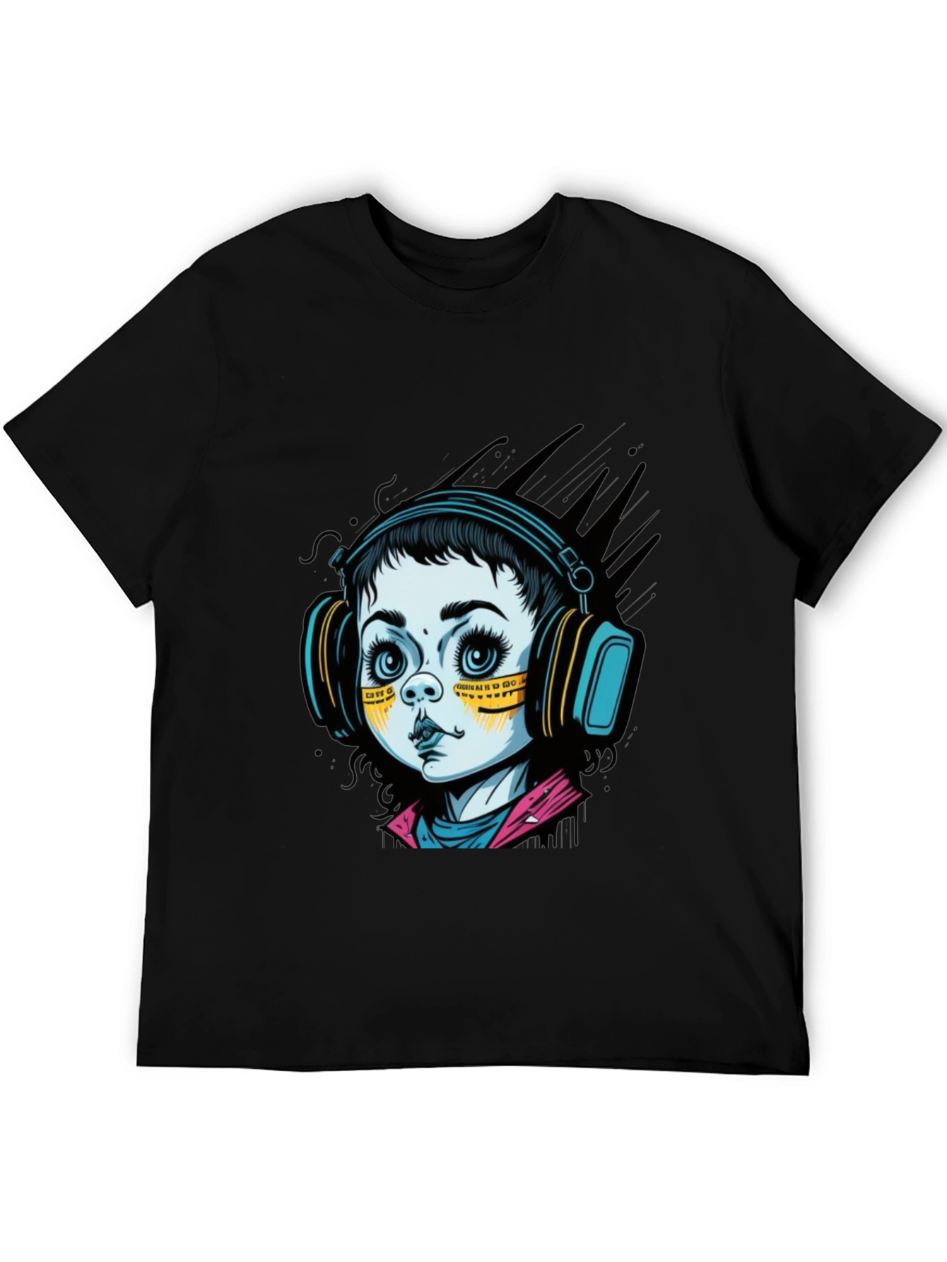 Graphic Tee: Retro Doll with Headphones