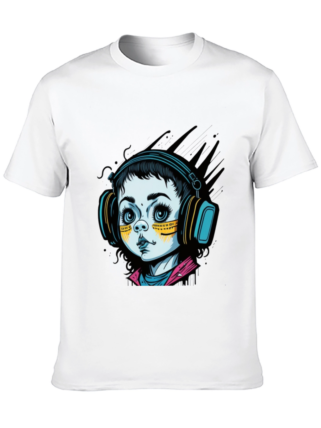 Graphic Tee: Retro Doll with Headphones