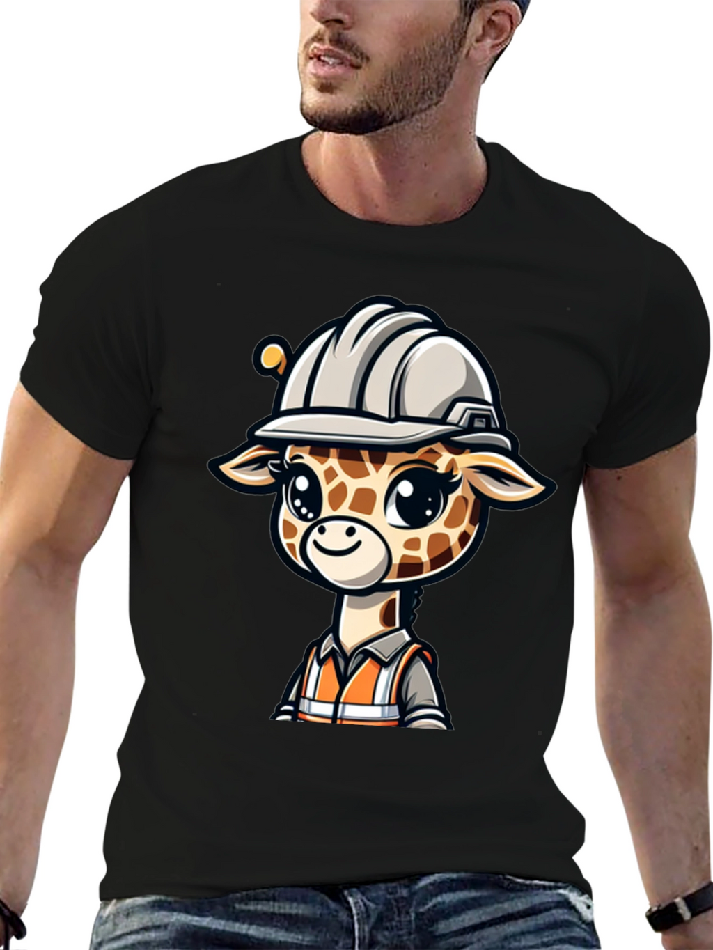 Cute Giraffe Construction Worker T-Shirt