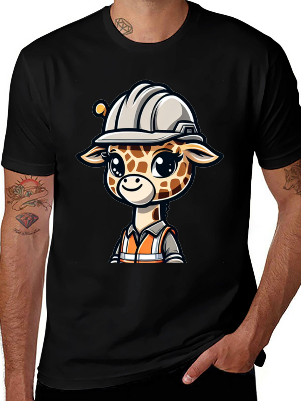 Cute Giraffe Construction Worker T-Shirt