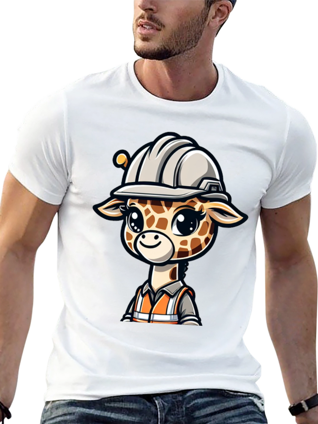 Cute Giraffe Construction Worker T-Shirt