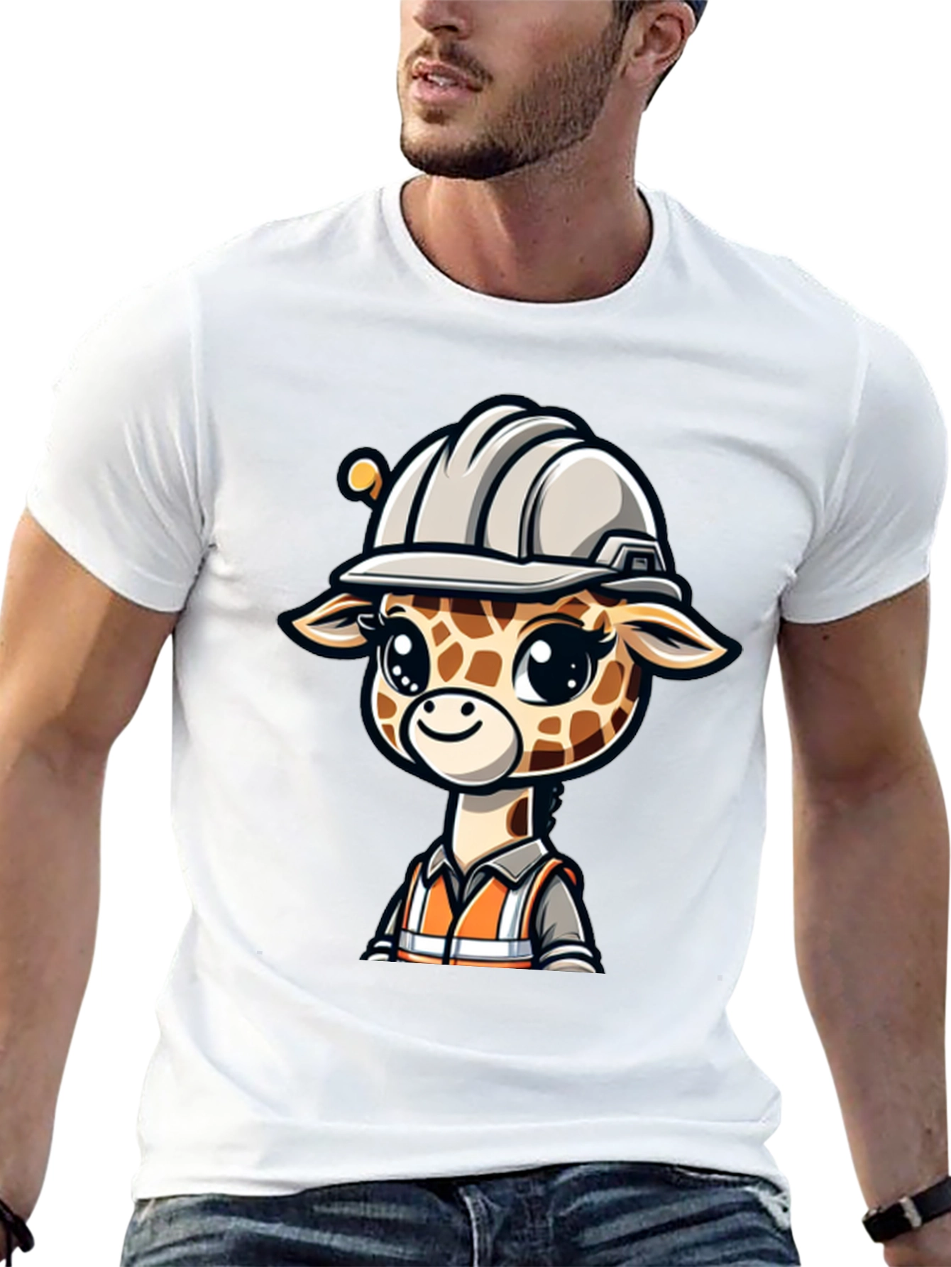 Cute Giraffe Construction Worker T-Shirt