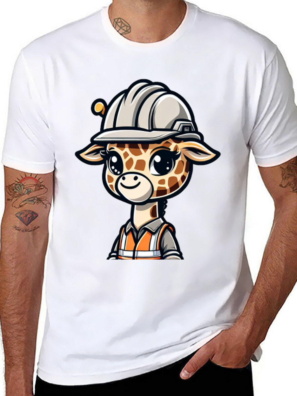 Cute Giraffe Construction Worker T-Shirt