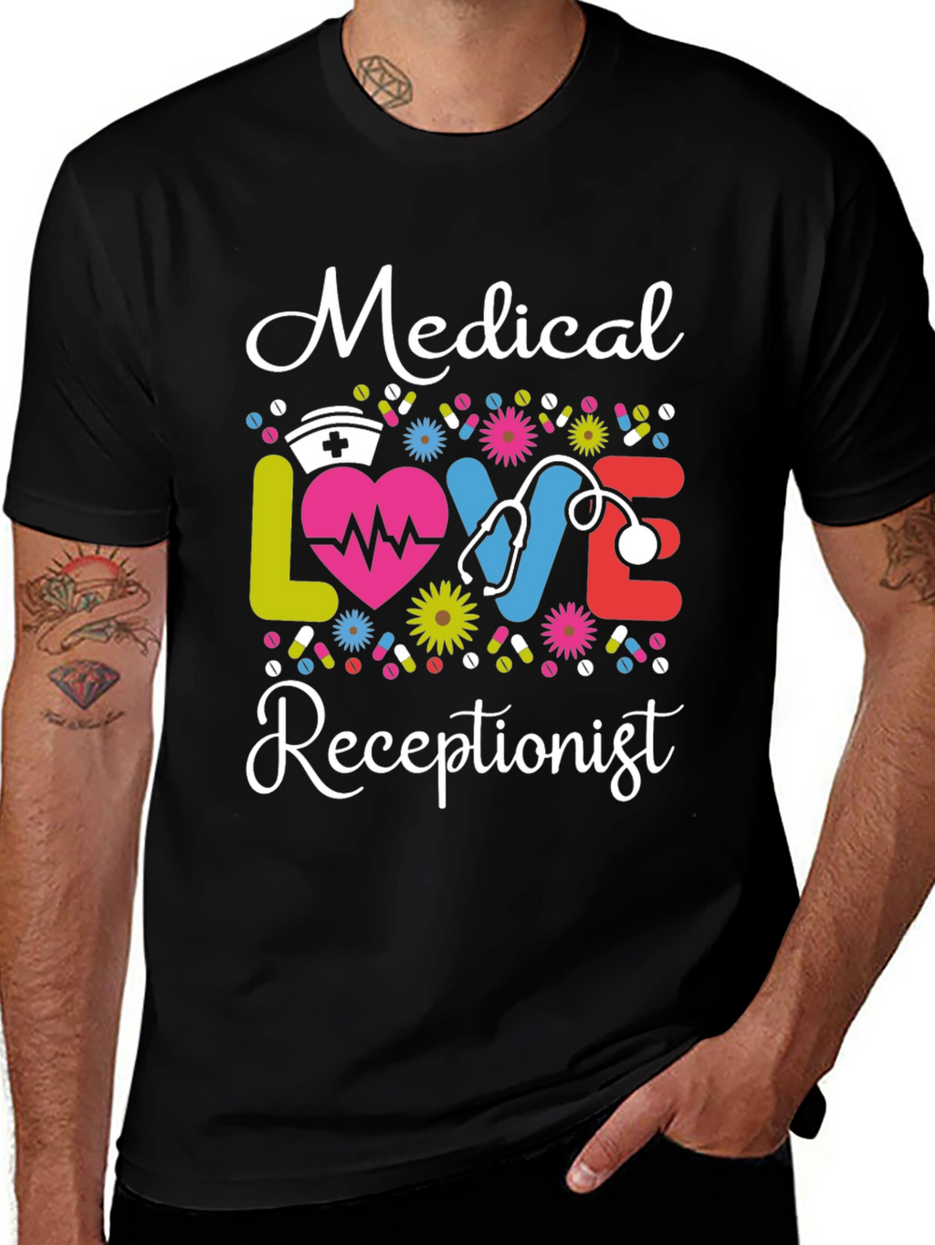 Medical Receptionist Love Graphic T-Shirt