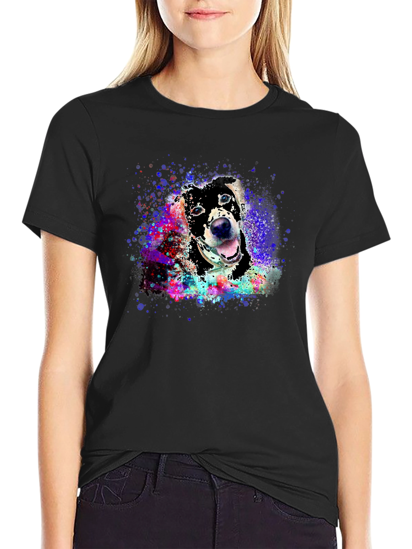Dog Portrait Splash T-Shirt - Artsy Pet Tee