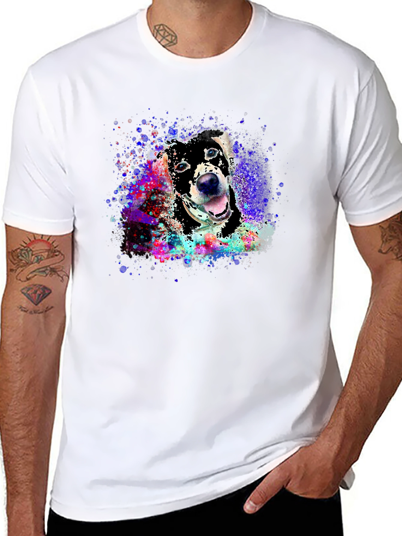 Dog Portrait Splash T-Shirt - Artsy Pet Tee