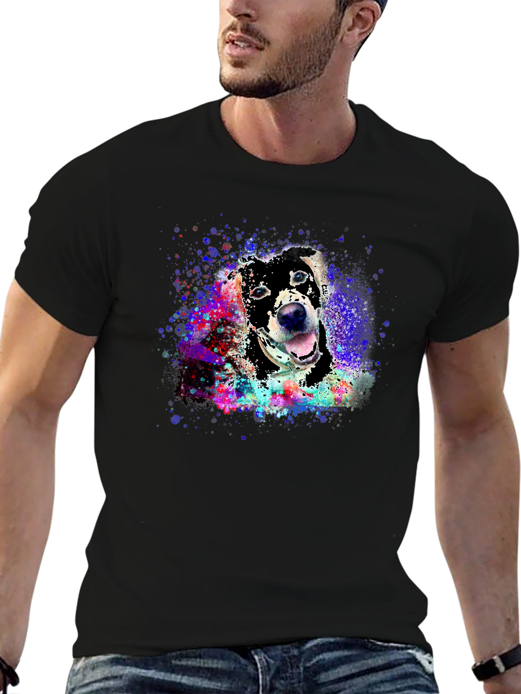 Dog Portrait Splash T-Shirt - Artsy Pet Tee