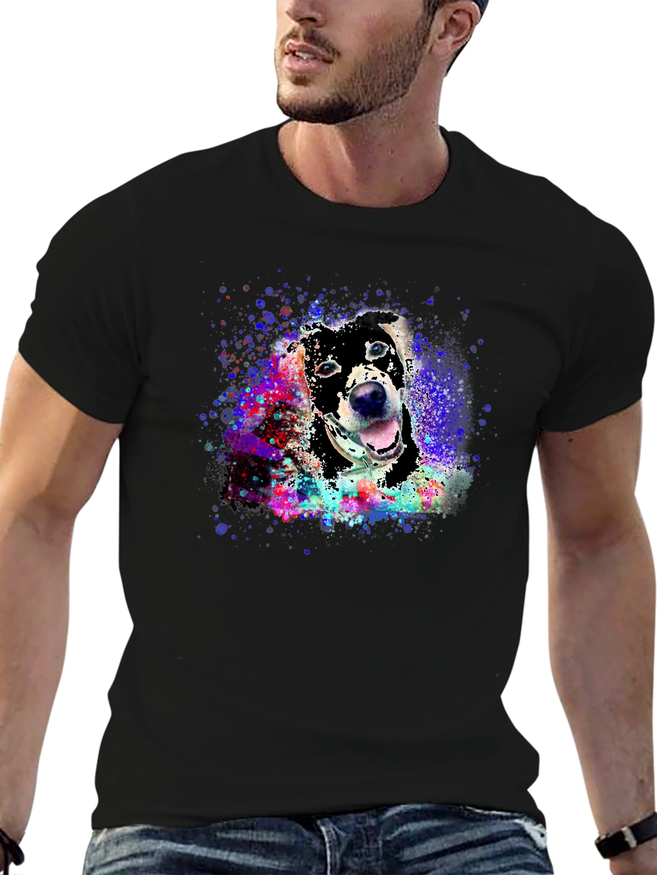 Dog Portrait Splash T-Shirt - Artsy Pet Tee