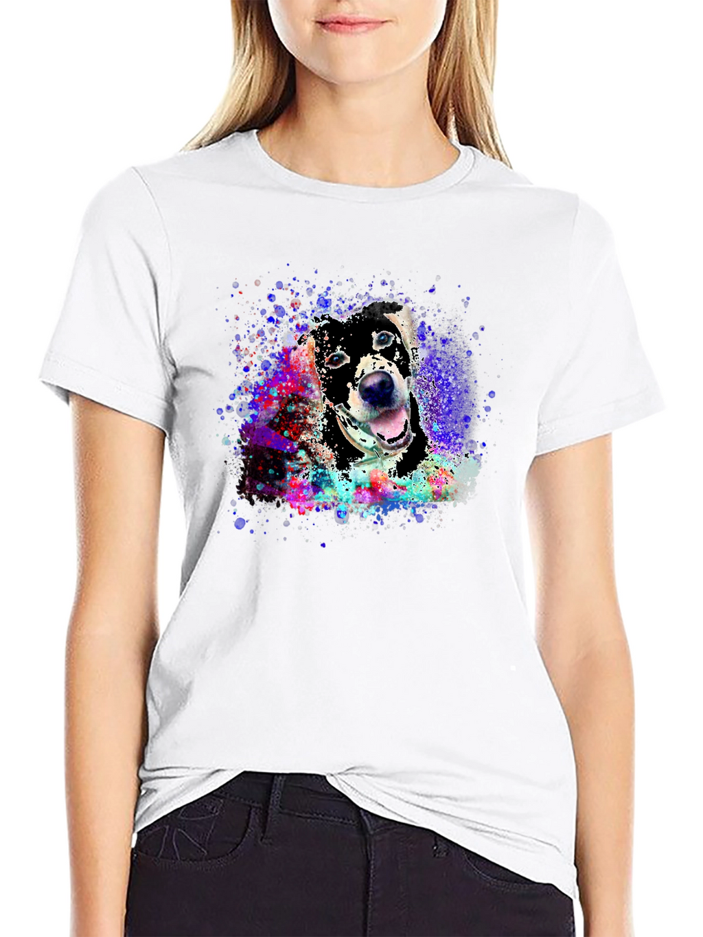 Dog Portrait Splash T-Shirt - Artsy Pet Tee