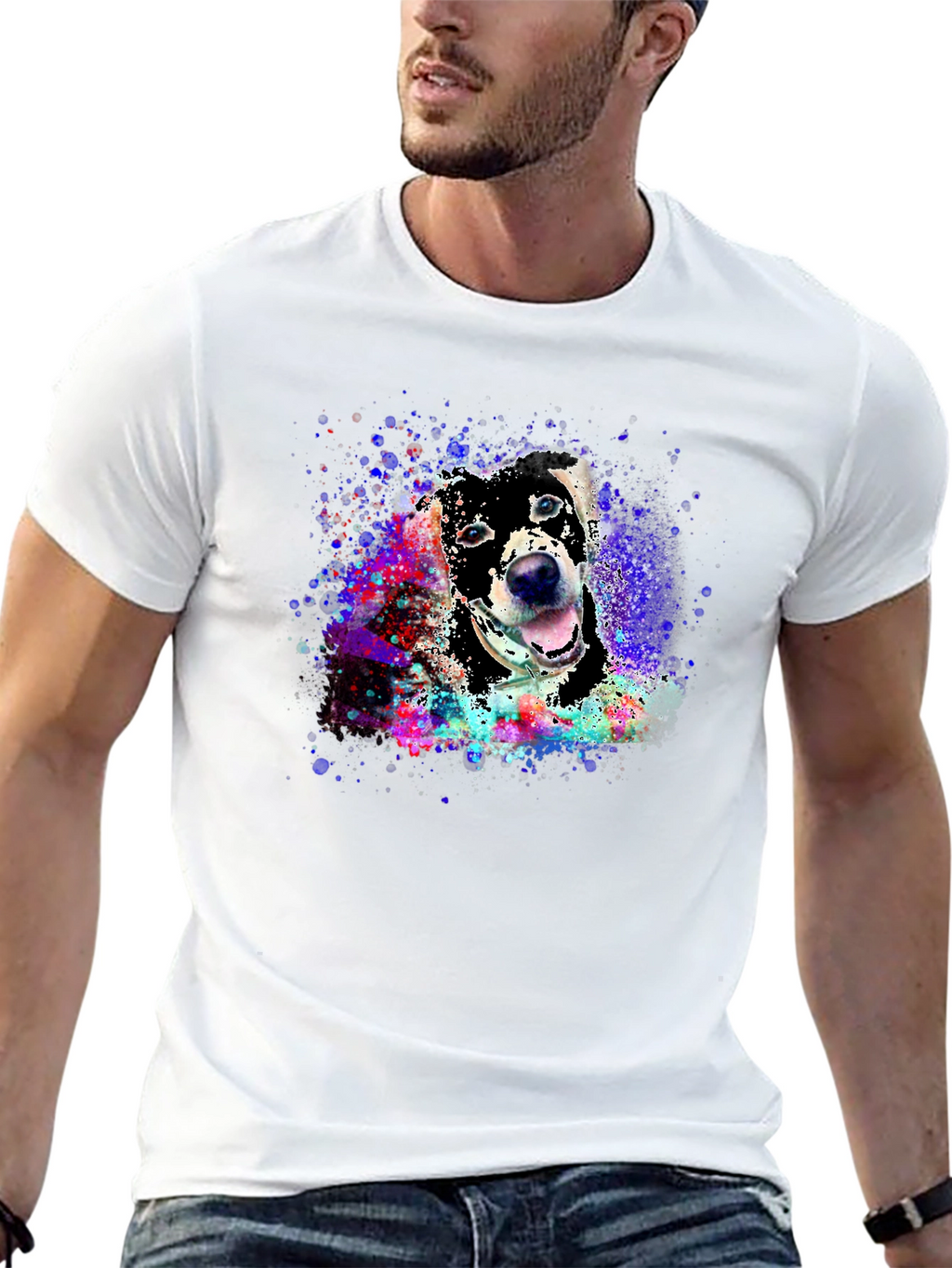 Dog Portrait Splash T-Shirt - Artsy Pet Tee
