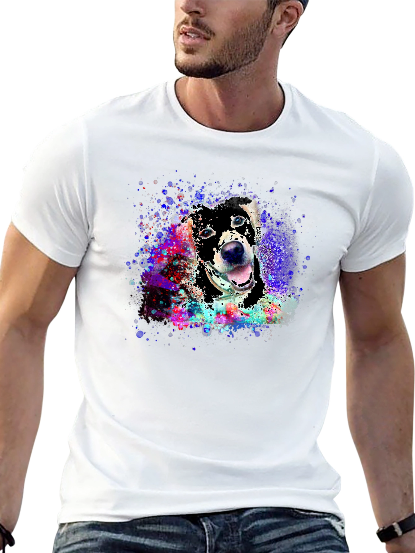 Dog Portrait Splash T-Shirt - Artsy Pet Tee