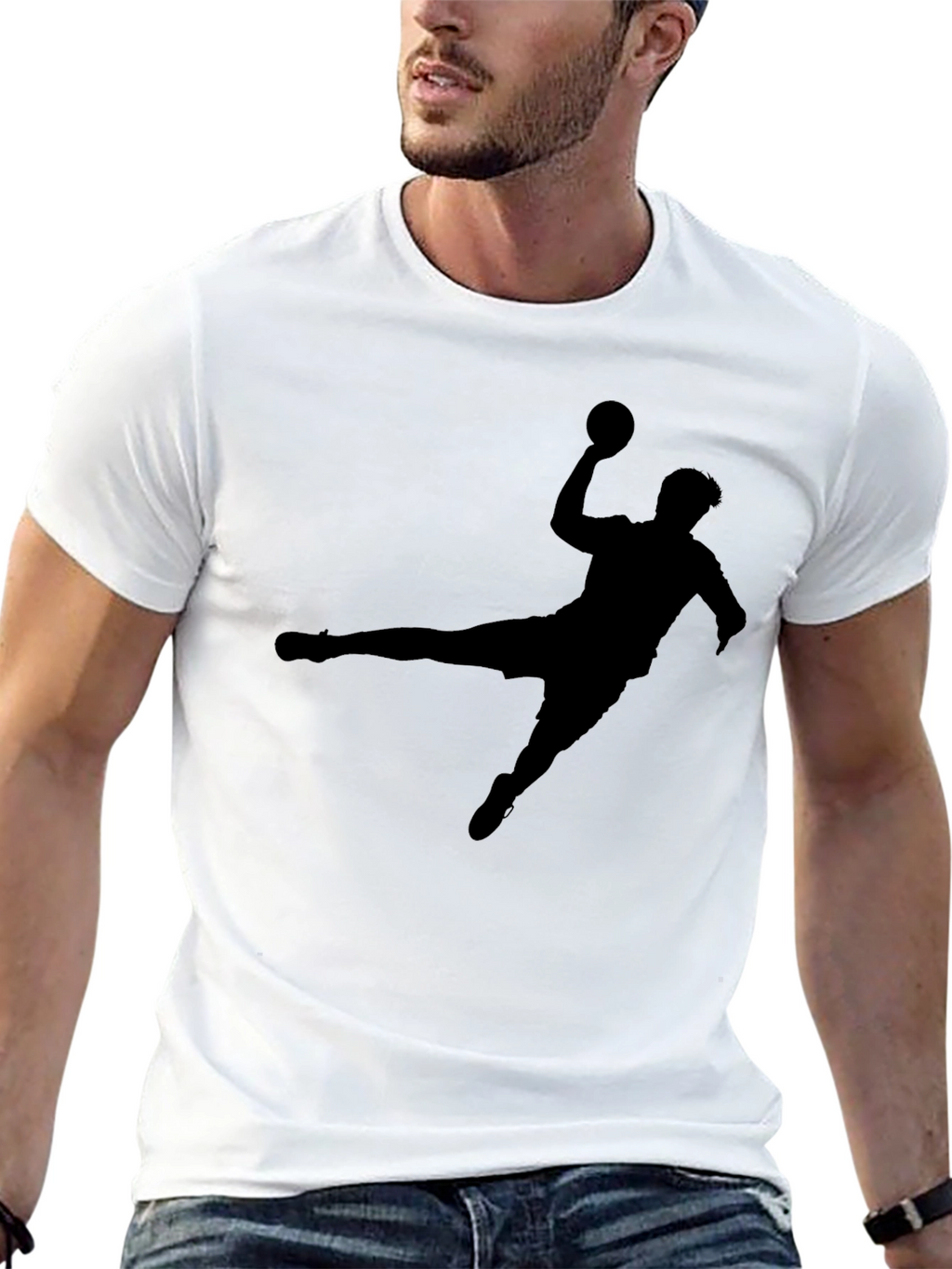 Handball Silhouette Graphic Black T-Shirt