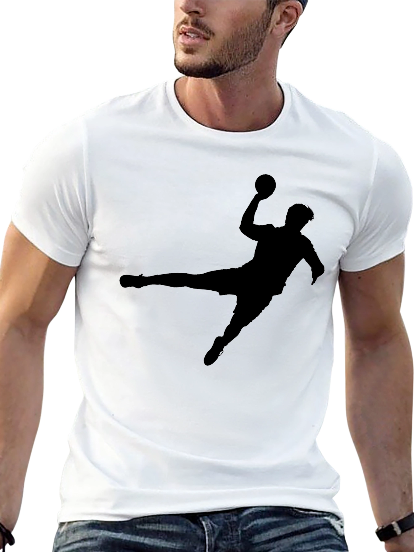 Handball Silhouette Graphic Black T-Shirt