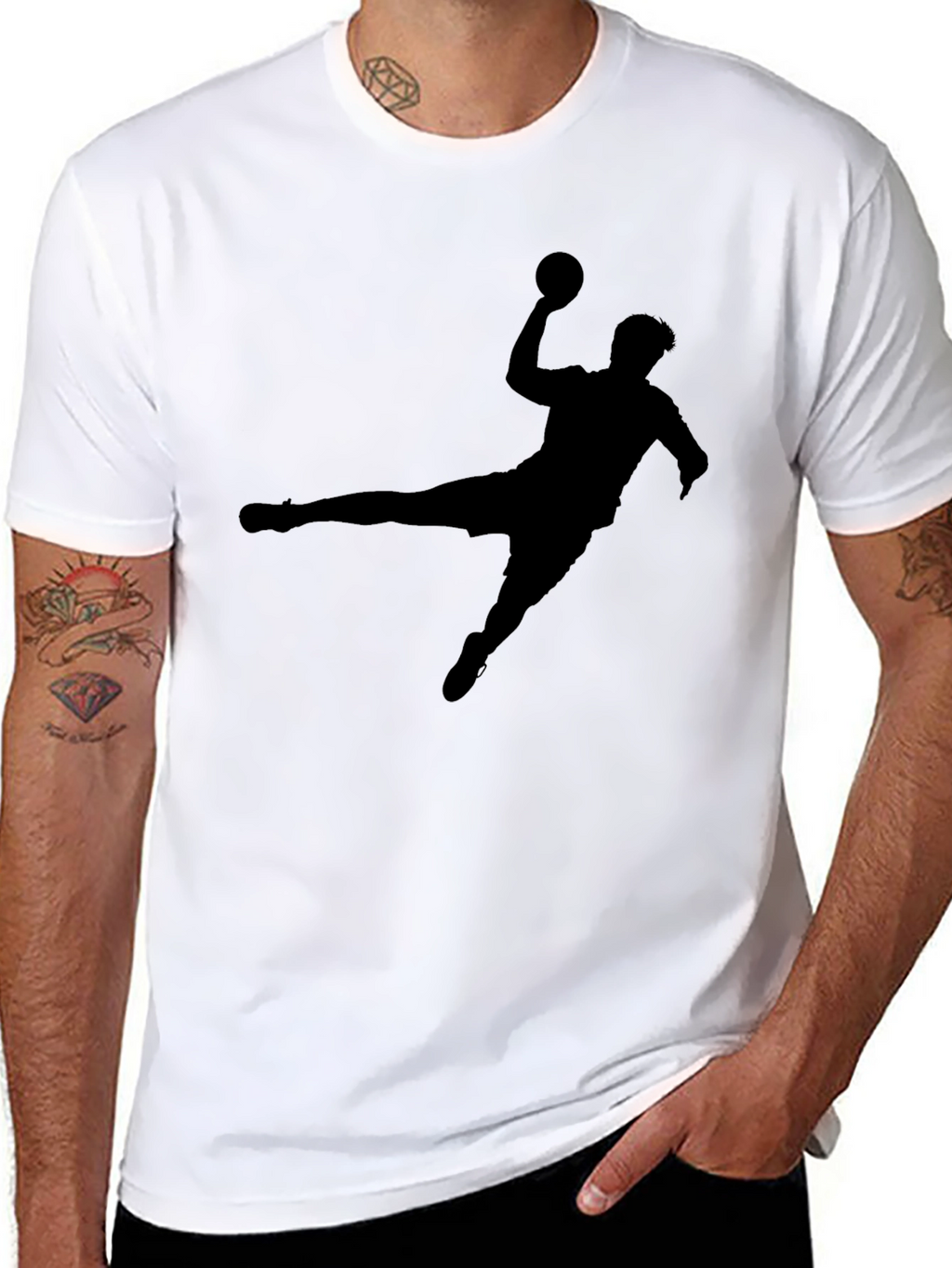 Handball Silhouette Graphic Black T-Shirt