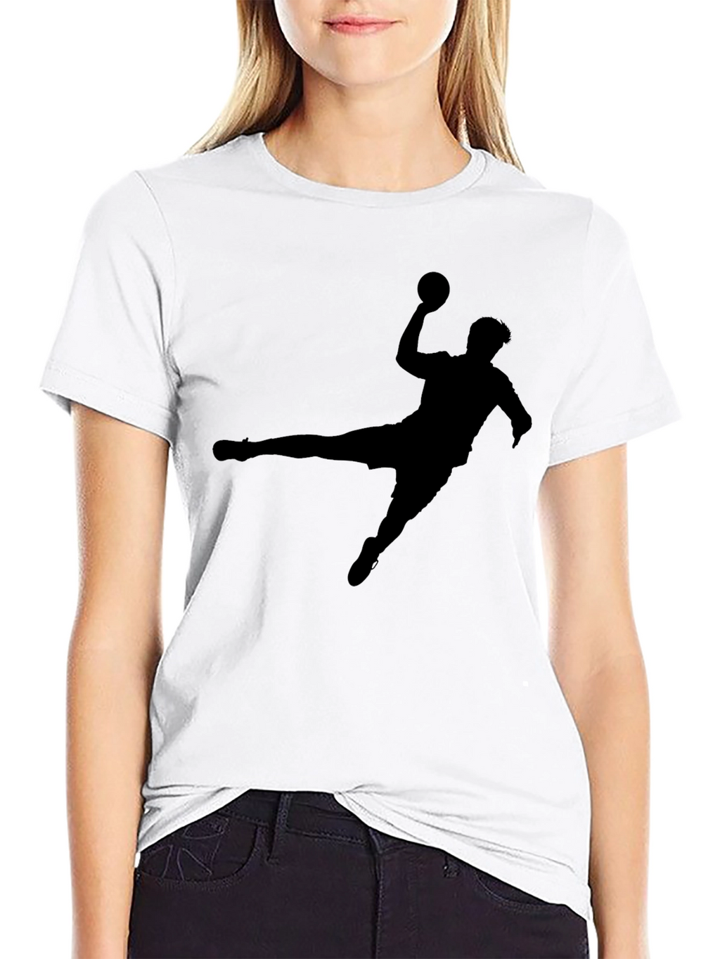 Handball Silhouette Graphic Black T-Shirt