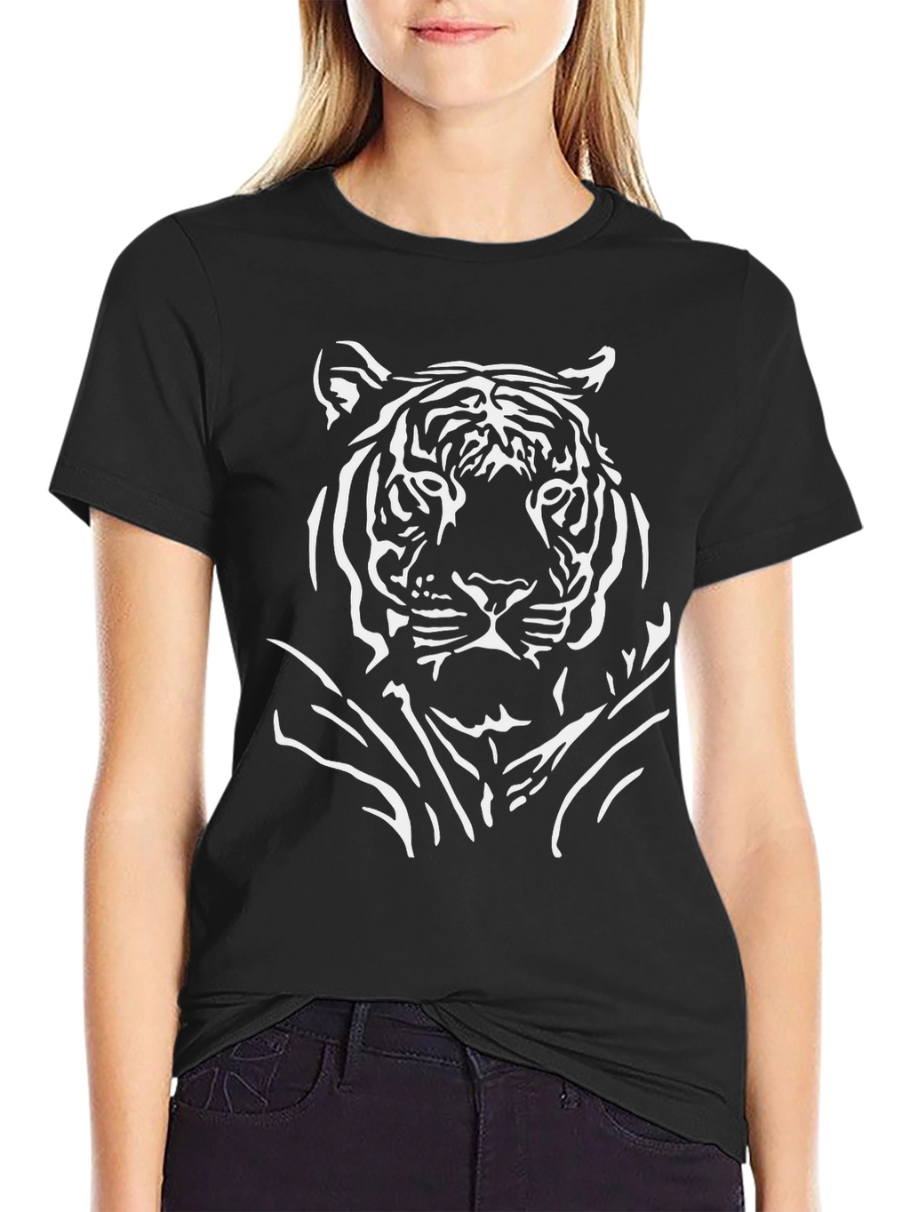 Black Tiger Graphic Tee - Bold Animal Print