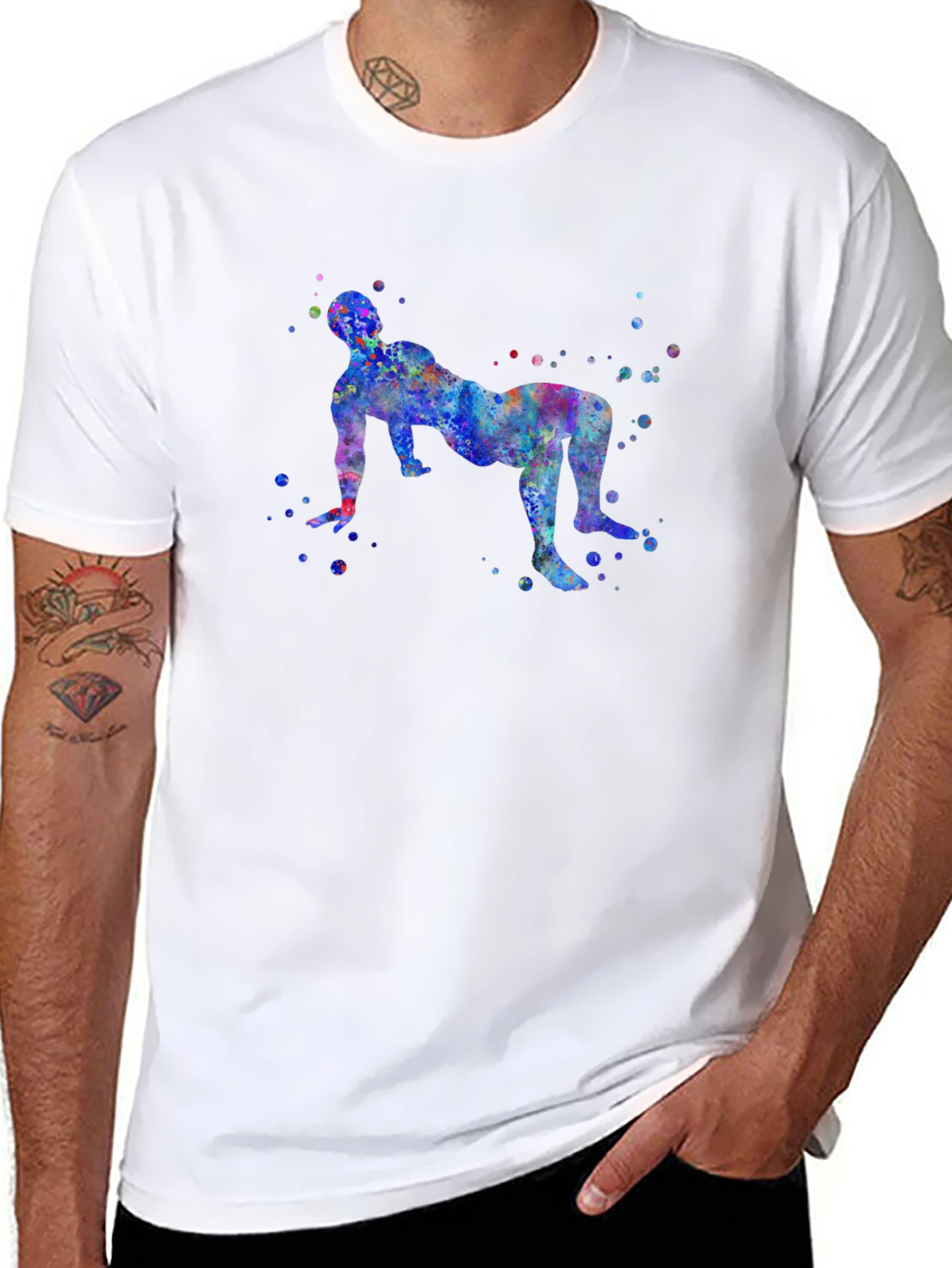 Colorful Watercolor Bridge Pose Yoga T-Shirt