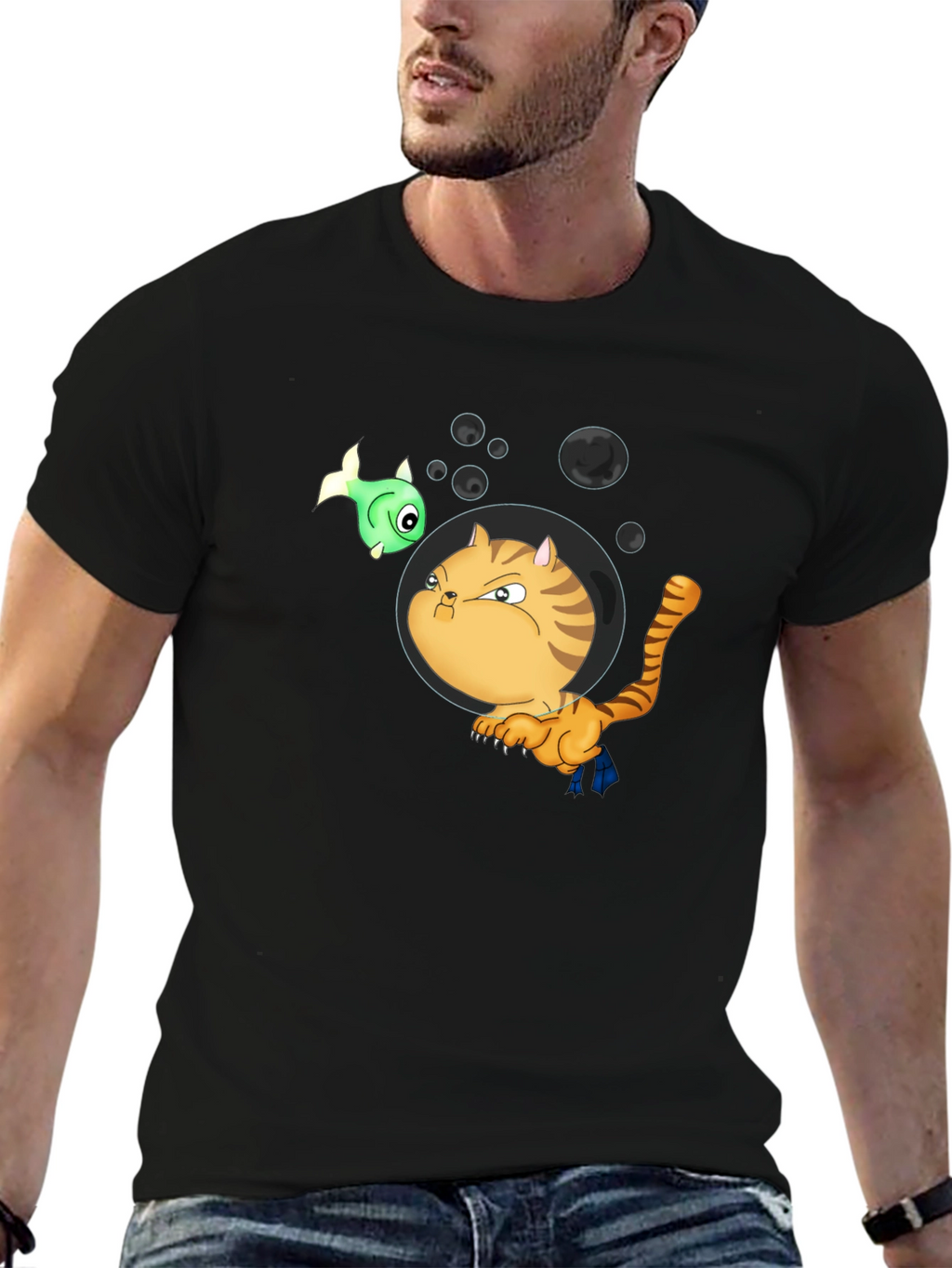 Funny Cat in Space T-Shirt - Unisex