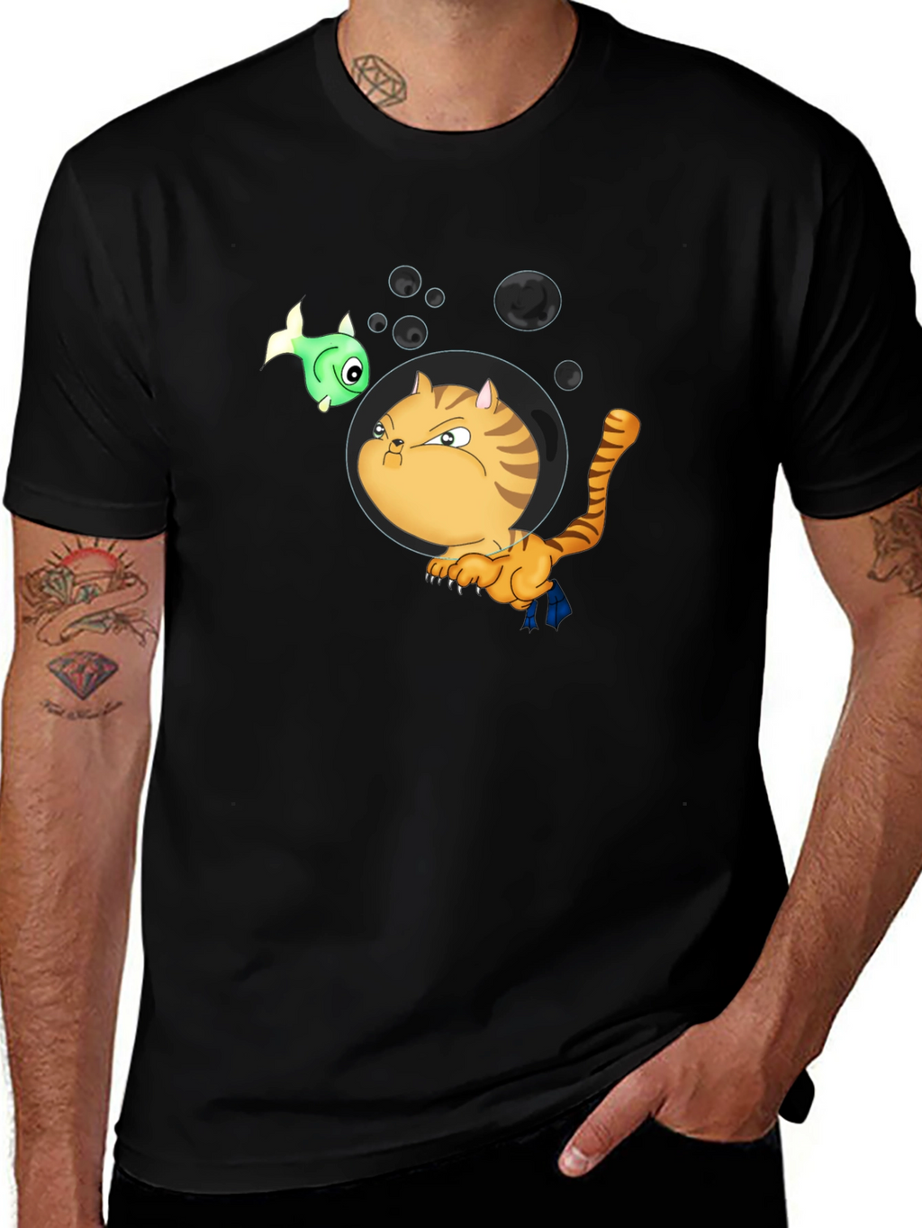 Funny Cat in Space T-Shirt - Unisex