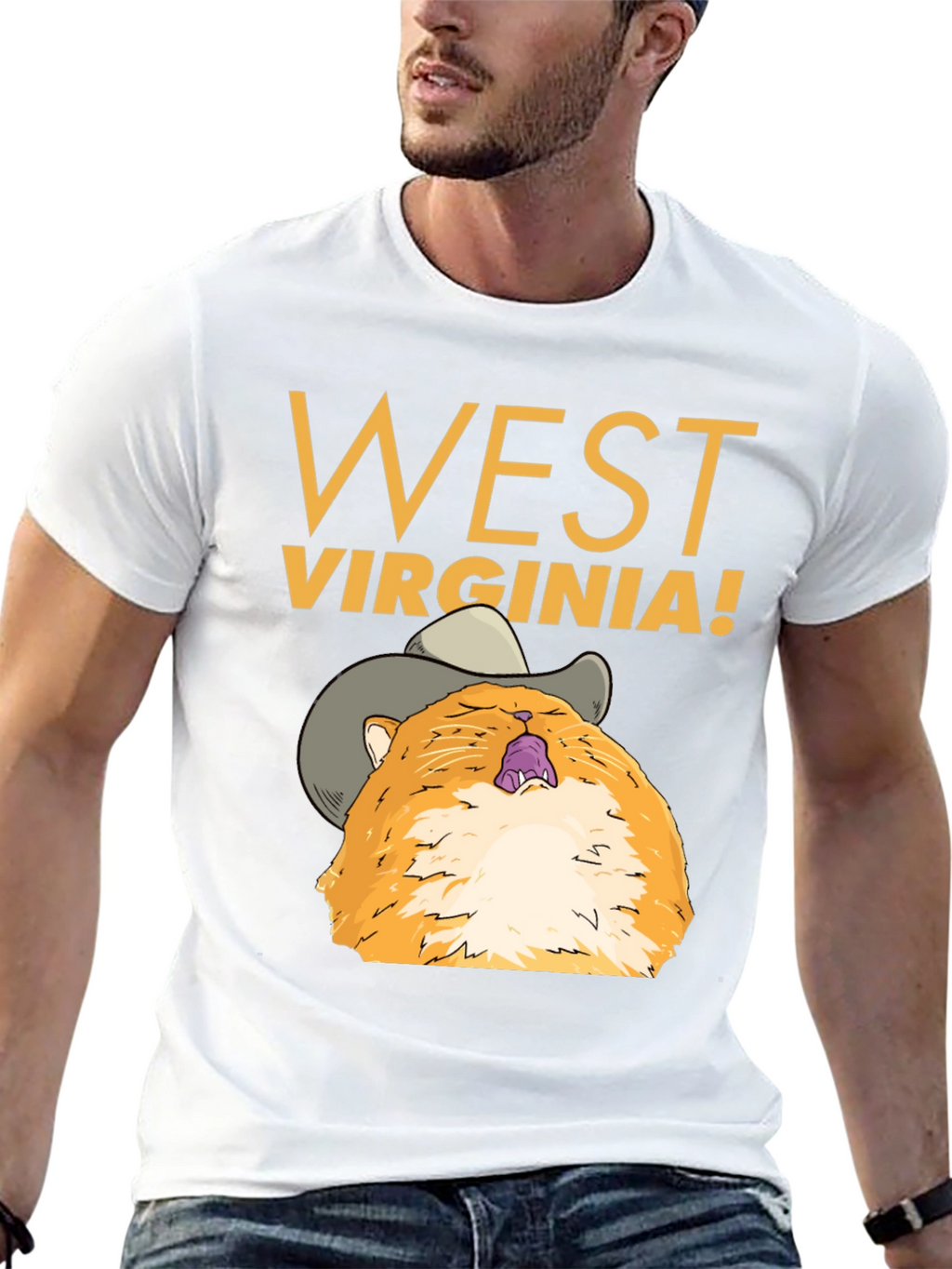 West Virginia Cat Cowboy Graphic Tee