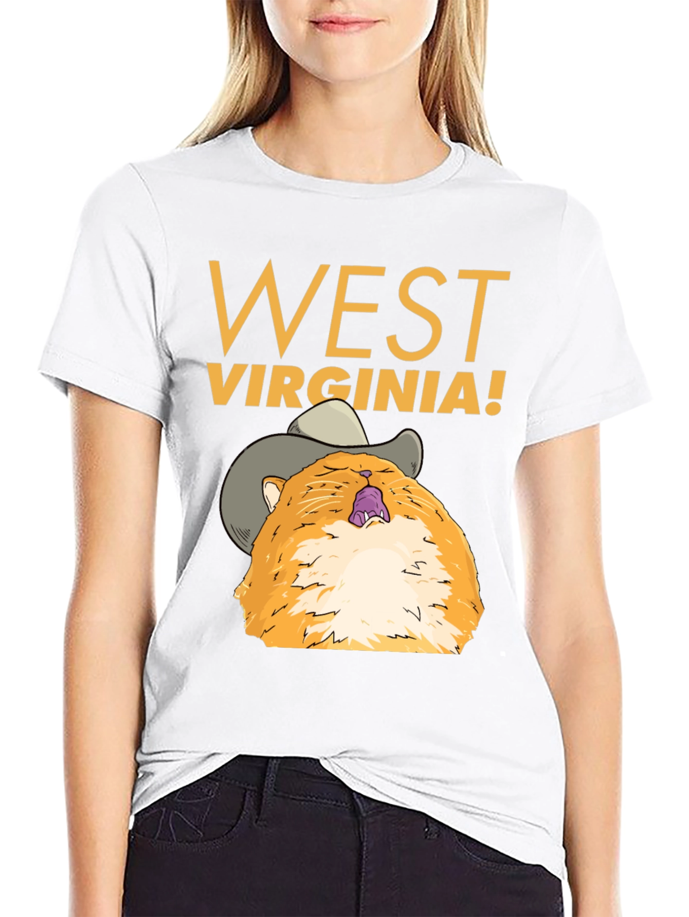 West Virginia Cat Cowboy Graphic Tee